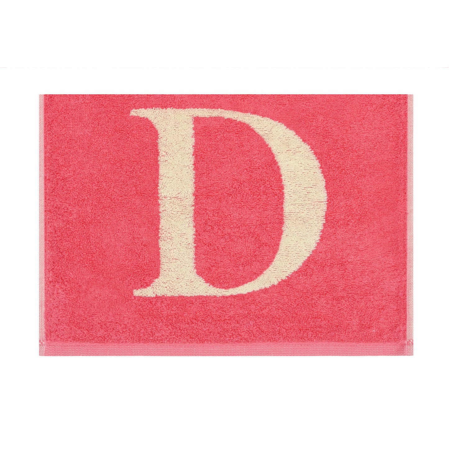 2er Set - Kleines Handtuch mit Buchstabe "D" – Natur / Pink / Orange
