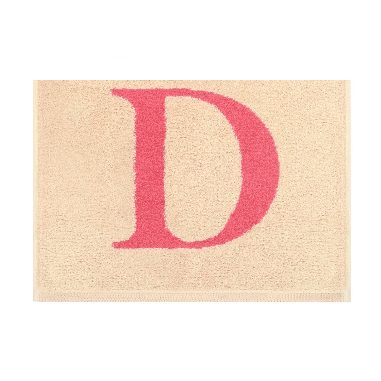 2er Set - Kleines Handtuch mit Buchstabe "D" – Natur / Pink / Orange