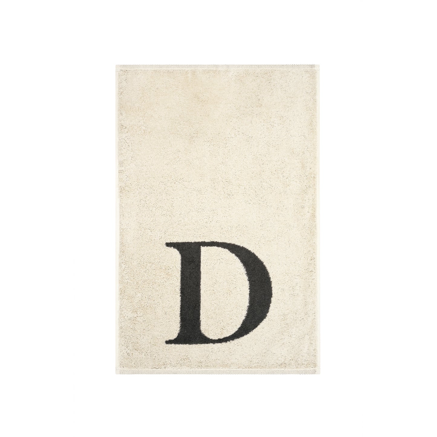2er Set - Kleines Handtuch mit Buchstabe "D" – Natur / Dunkelgrau