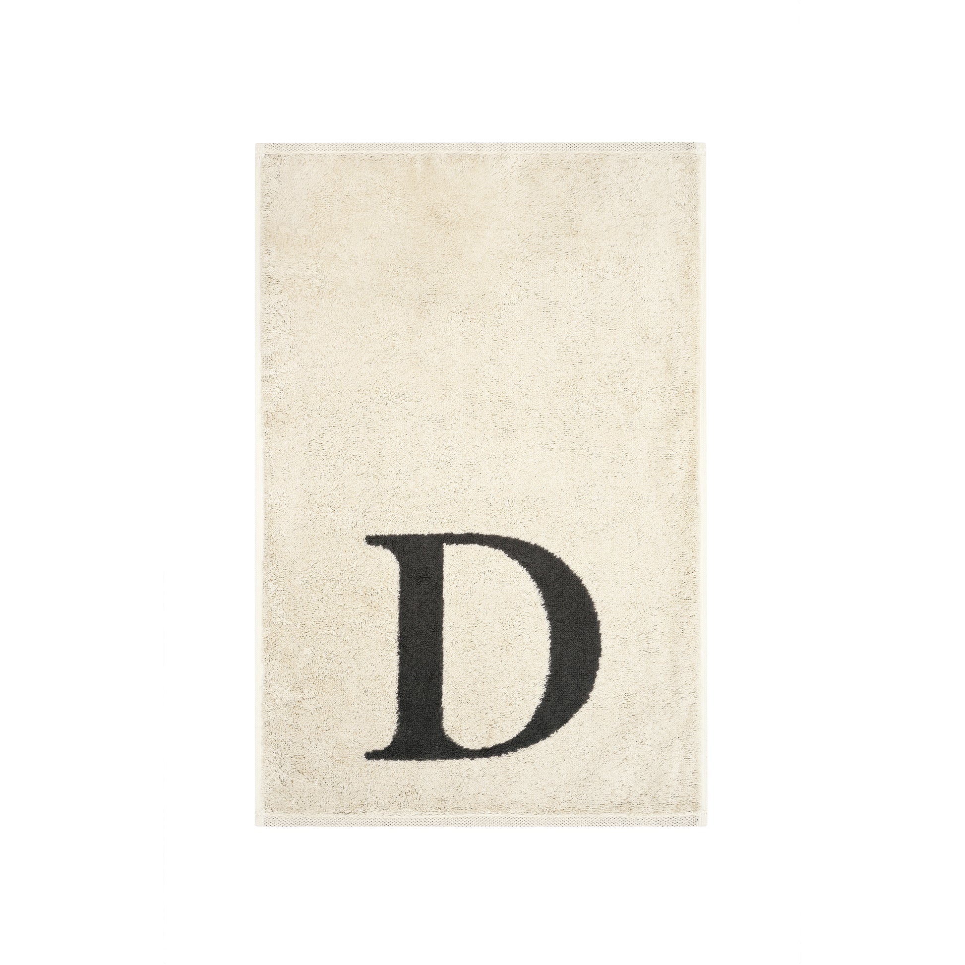 2er Set - Kleines Handtuch mit Buchstabe "D" – Natur / Dunkelgrau