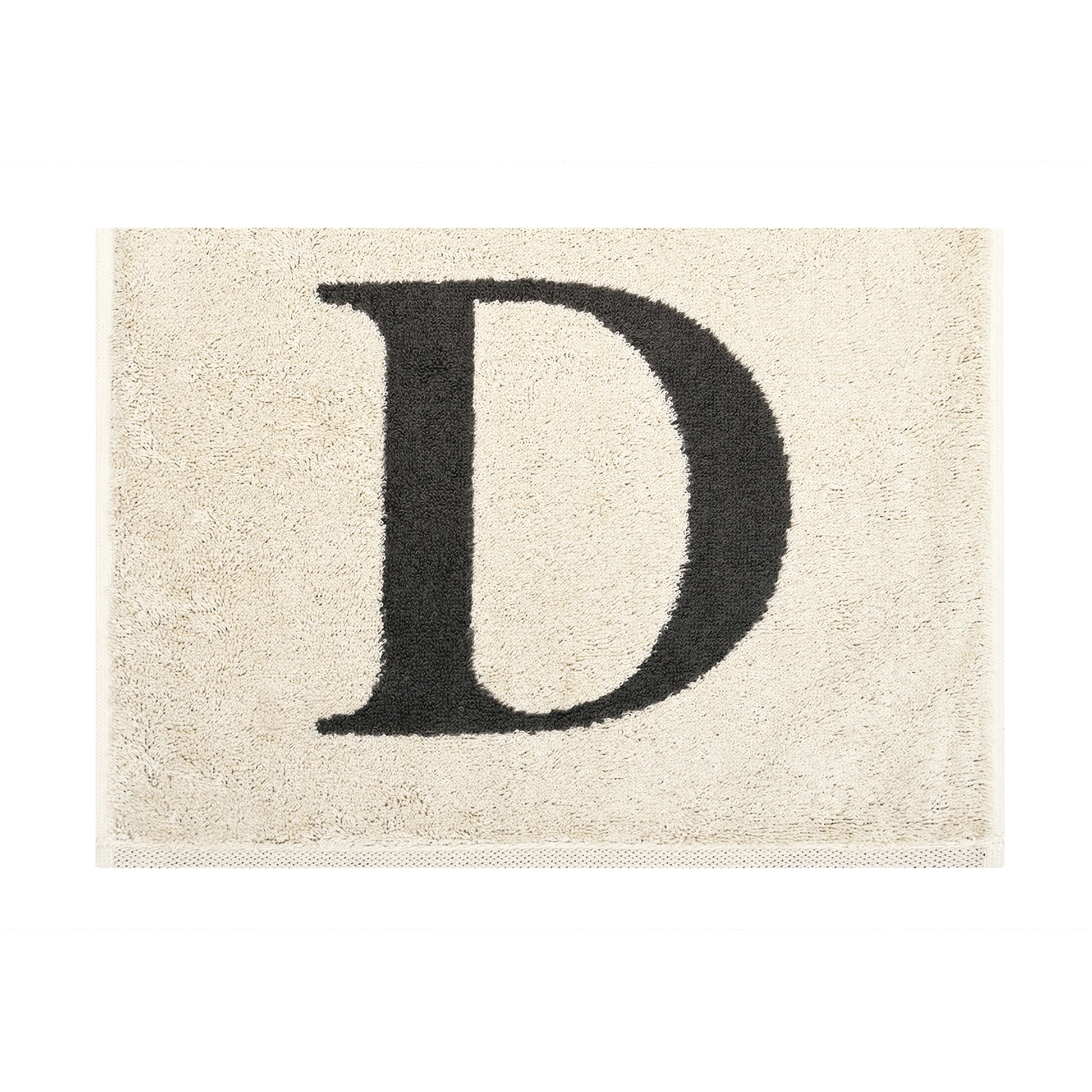 2er Set - Kleines Handtuch mit Buchstabe "D" – Natur / Dunkelgrau