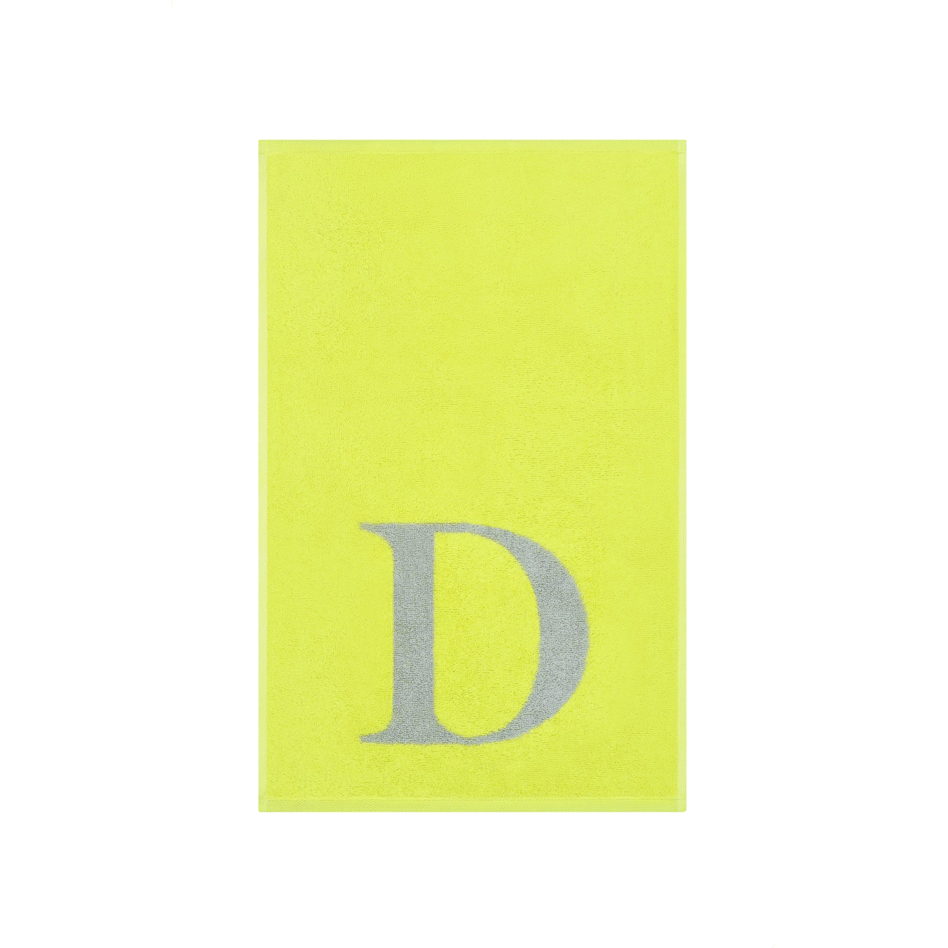 2er Set - Kleines Handtuch mit Buchstabe "D" – Silber / Lime