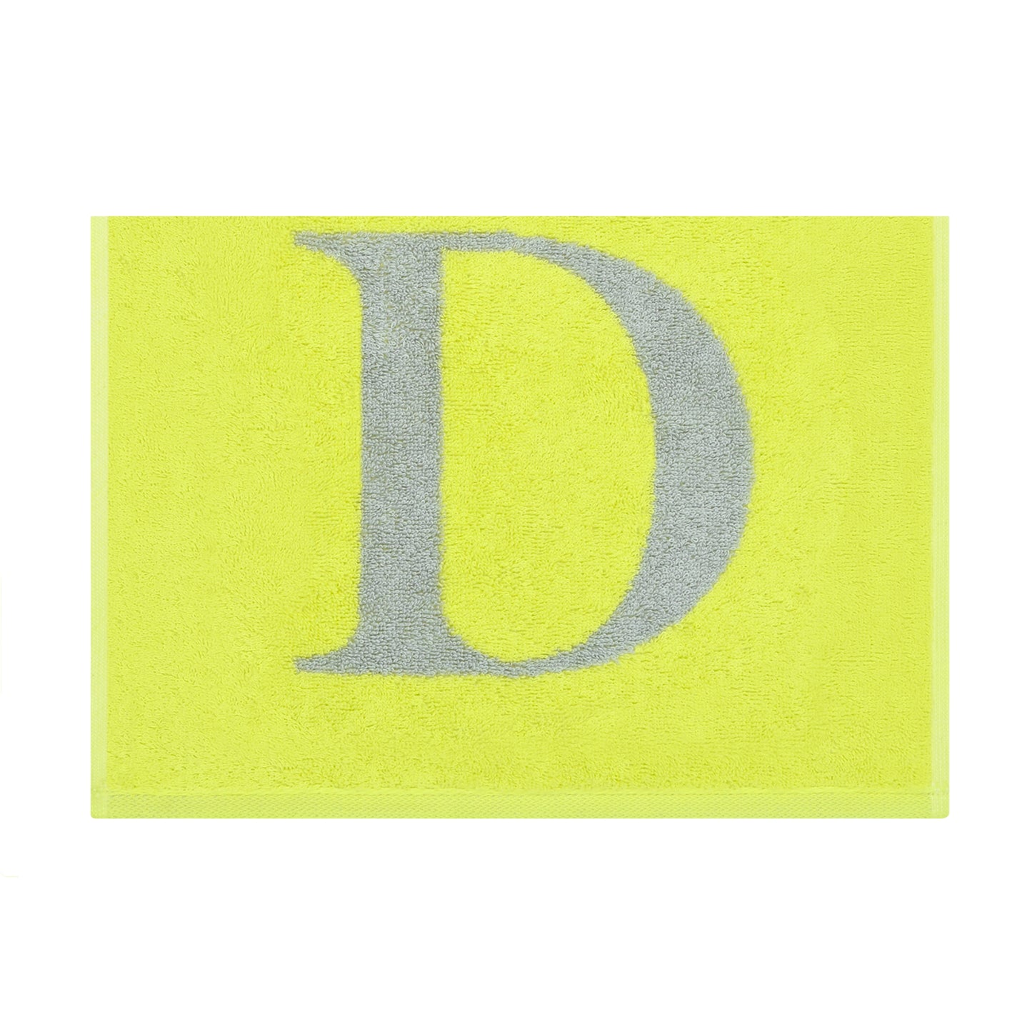 2er Set - Kleines Handtuch mit Buchstabe "D" – Silber / Lime