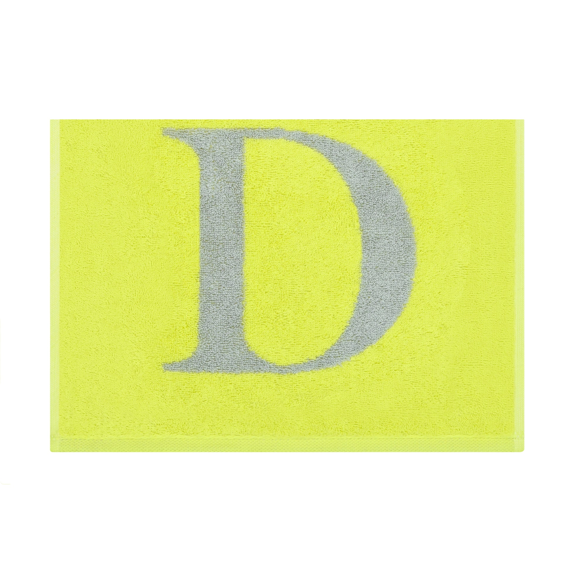 2er Set - Kleines Handtuch mit Buchstabe "D" – Silber / Lime