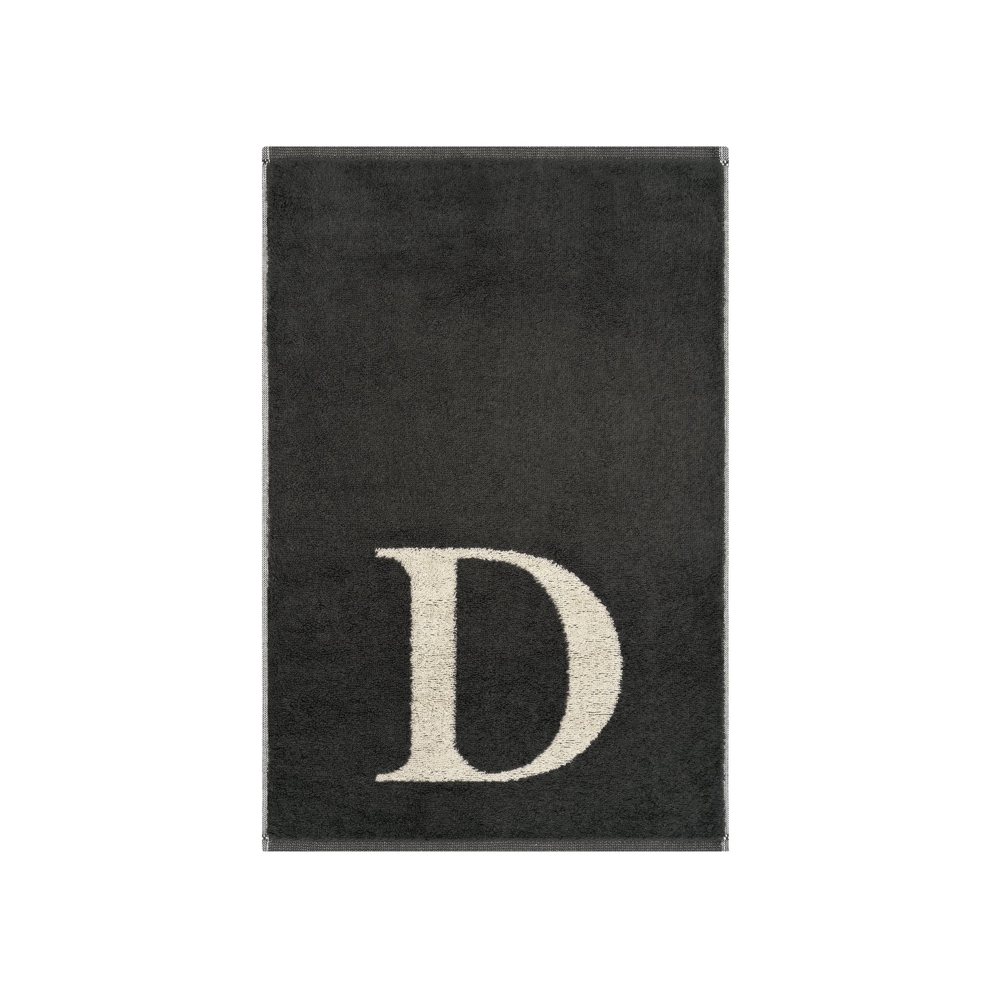 2er Set - Kleines Handtuch mit Buchstabe "D" – Natur / Dunkelgrau