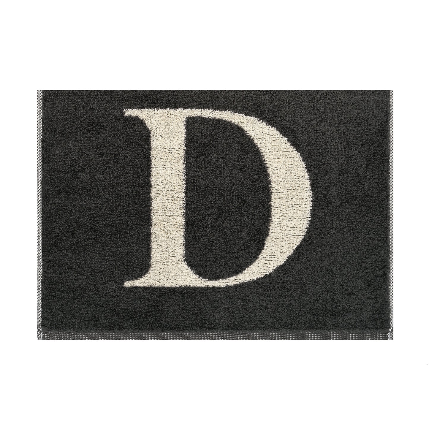 2er Set - Kleines Handtuch mit Buchstabe "D" – Natur / Dunkelgrau