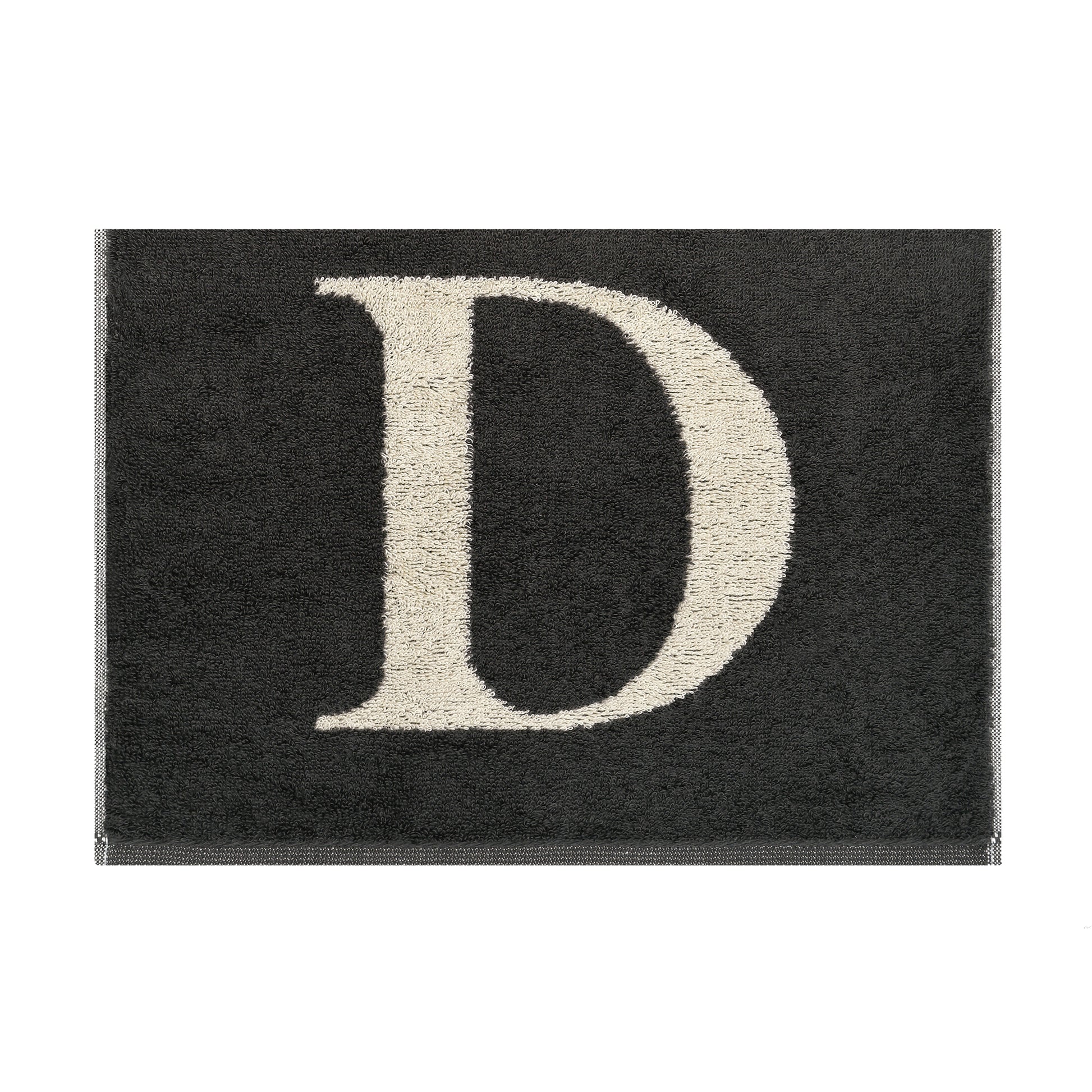 2er Set - Kleines Handtuch mit Buchstabe "D" – Natur / Dunkelgrau