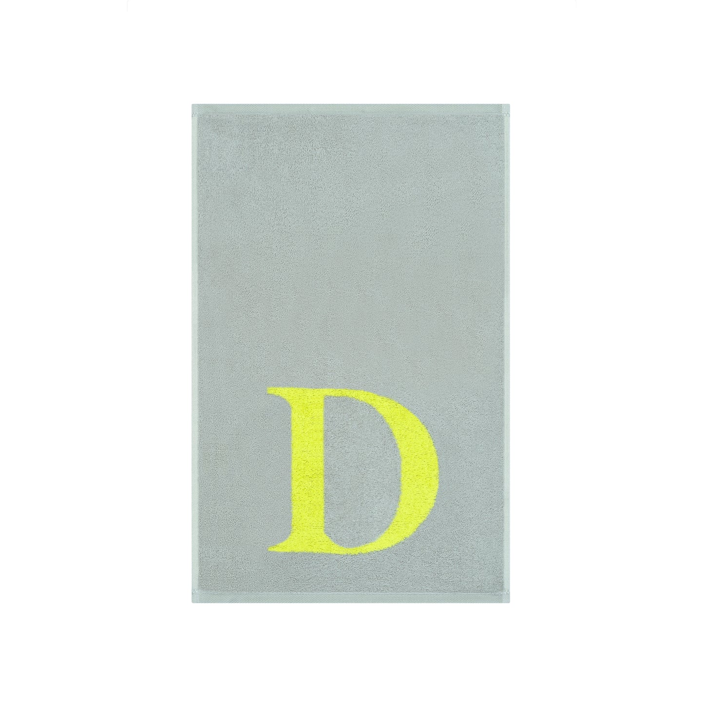 2er Set - Kleines Handtuch mit Buchstabe "D" – Silber / Lime