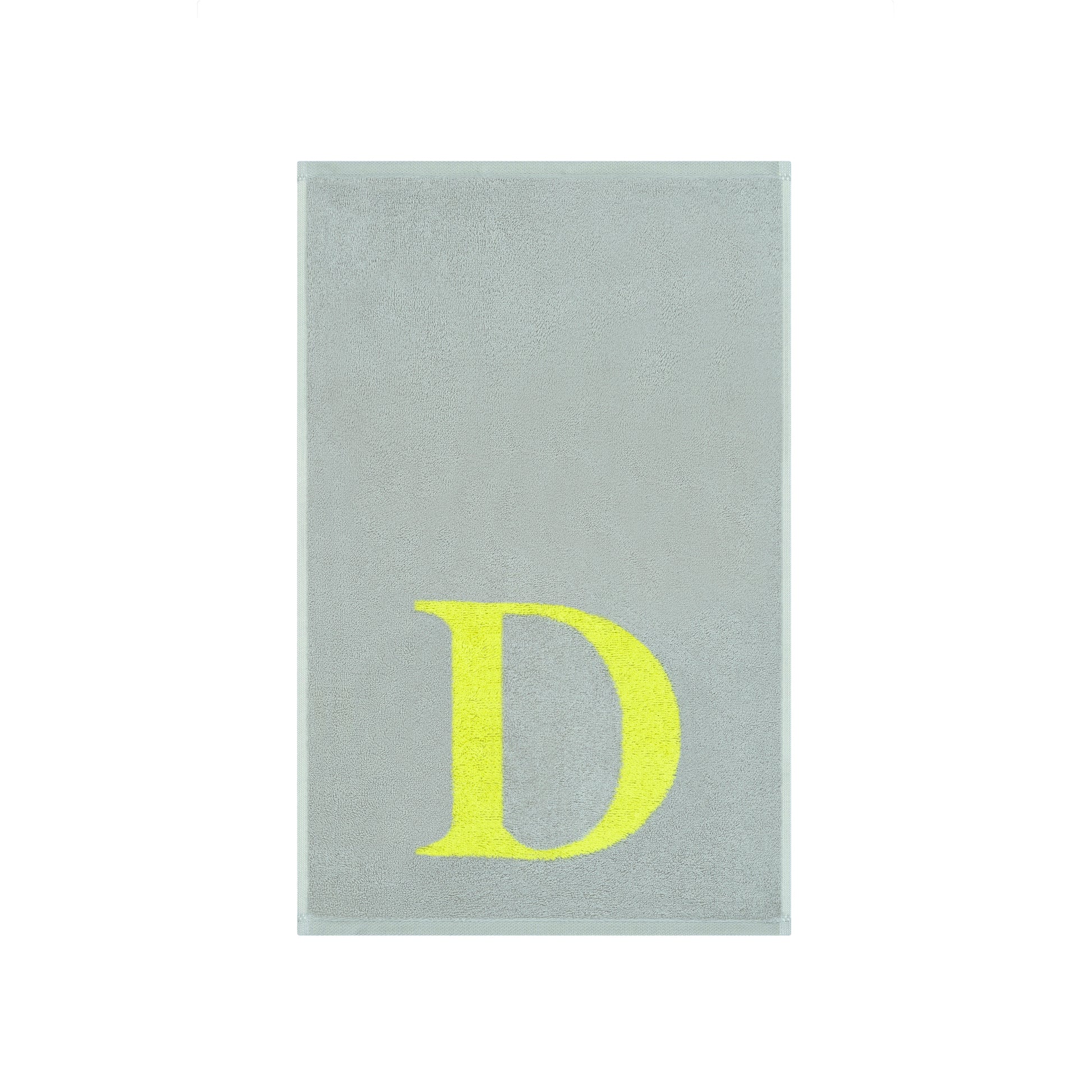 2er Set - Kleines Handtuch mit Buchstabe "D" – Silber / Lime