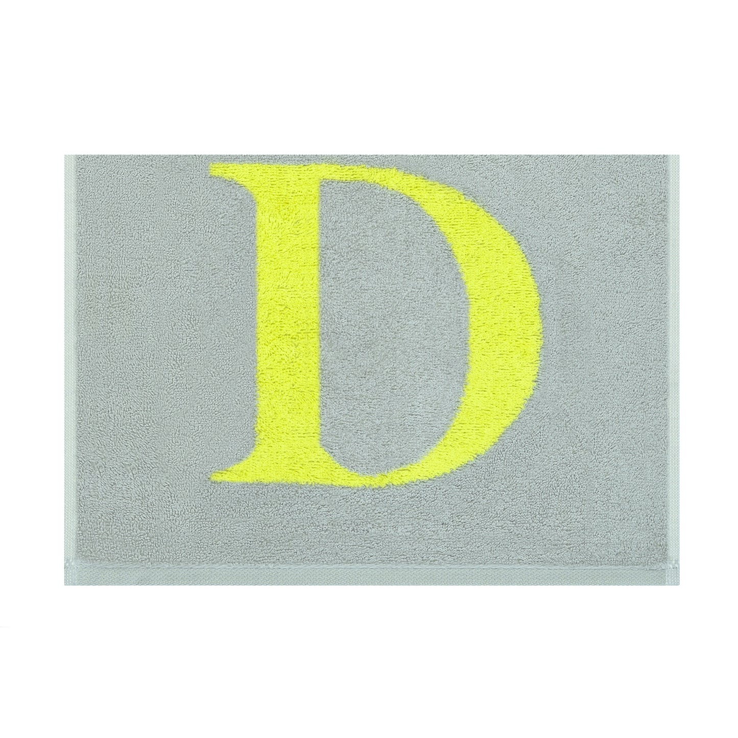 2er Set - Kleines Handtuch mit Buchstabe "D" – Silber / Lime