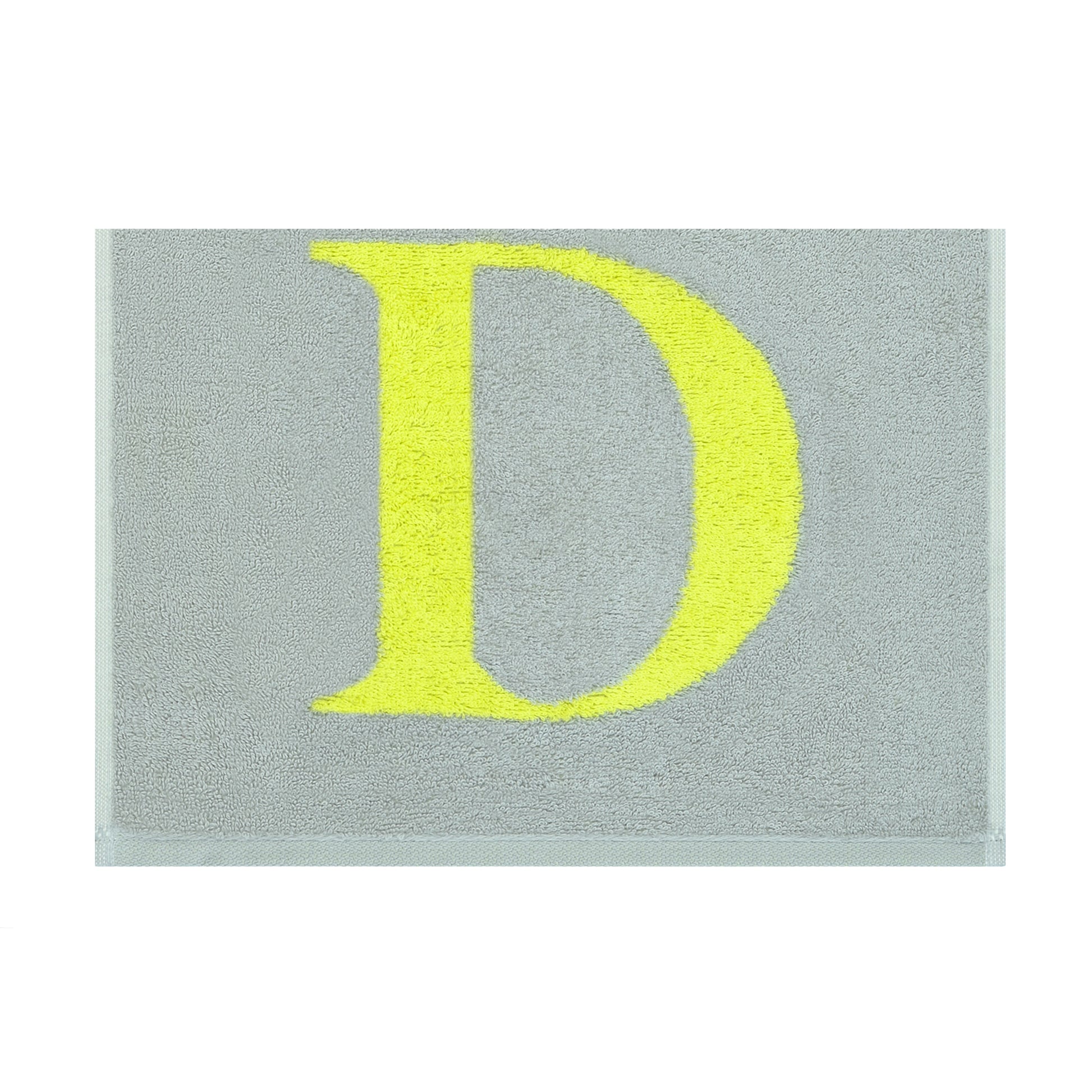 2er Set - Kleines Handtuch mit Buchstabe "D" – Silber / Lime