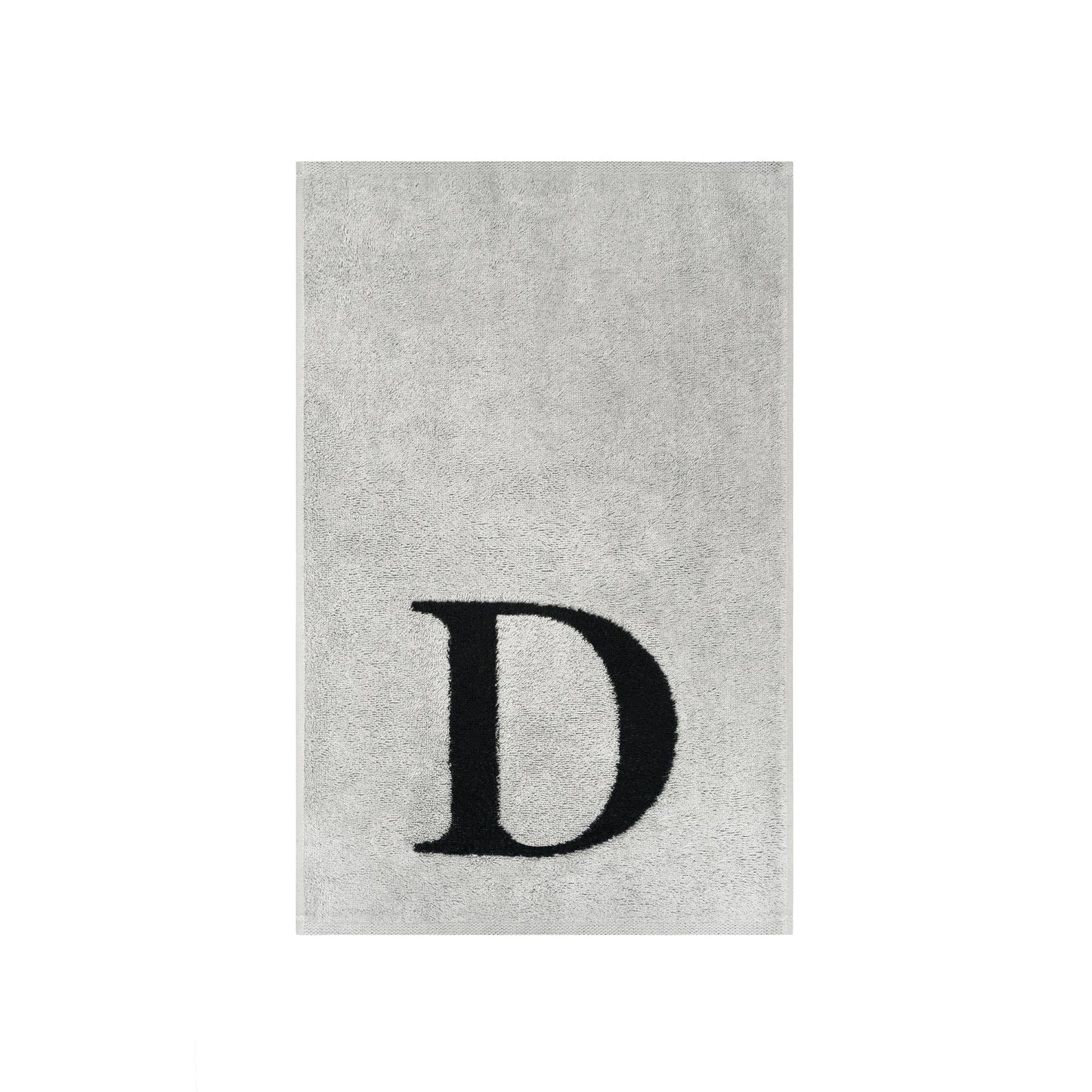2er Set - Kleines Handtuch mit Buchstabe "D" – Silber / Schwarz