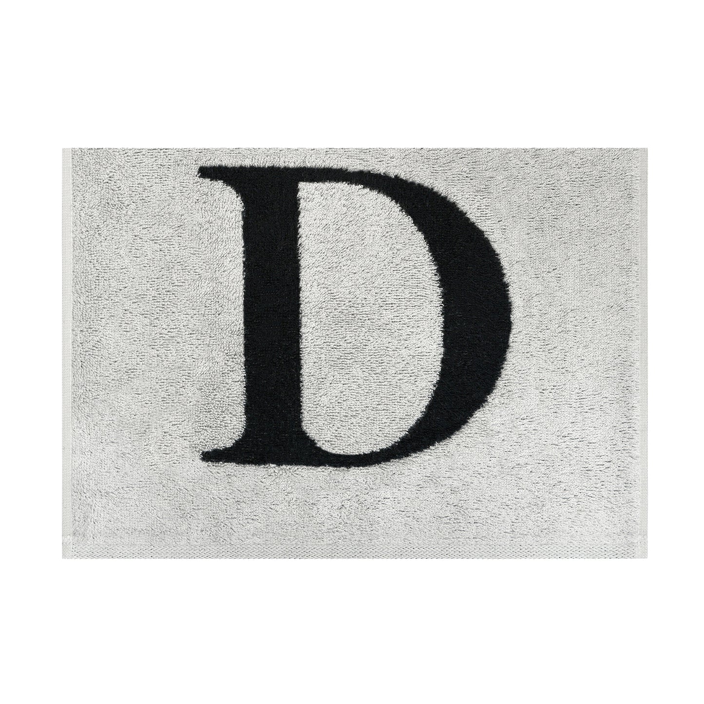 2er Set - Kleines Handtuch mit Buchstabe "D" – Silber / Schwarz