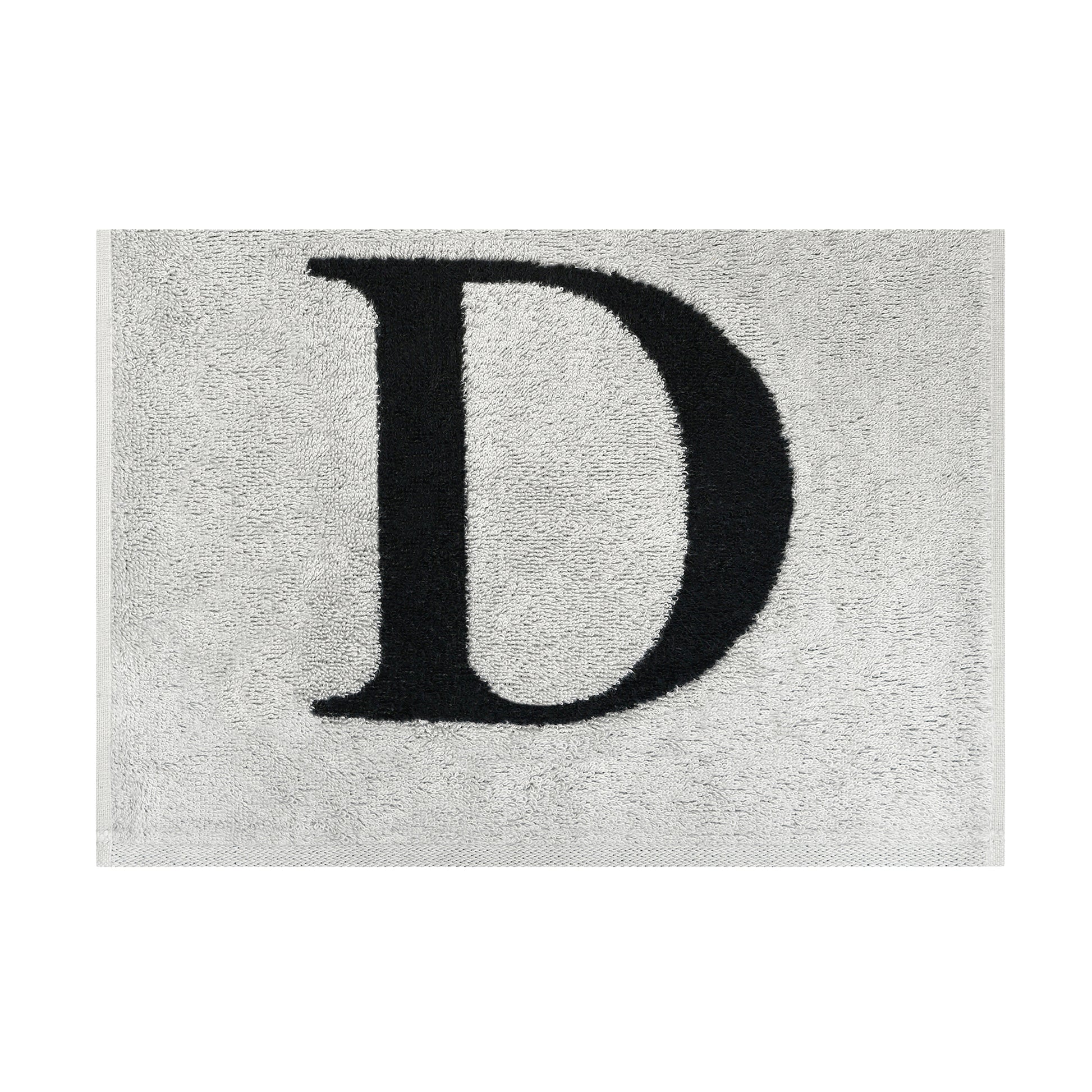 2er Set - Kleines Handtuch mit Buchstabe "D" – Silber / Schwarz