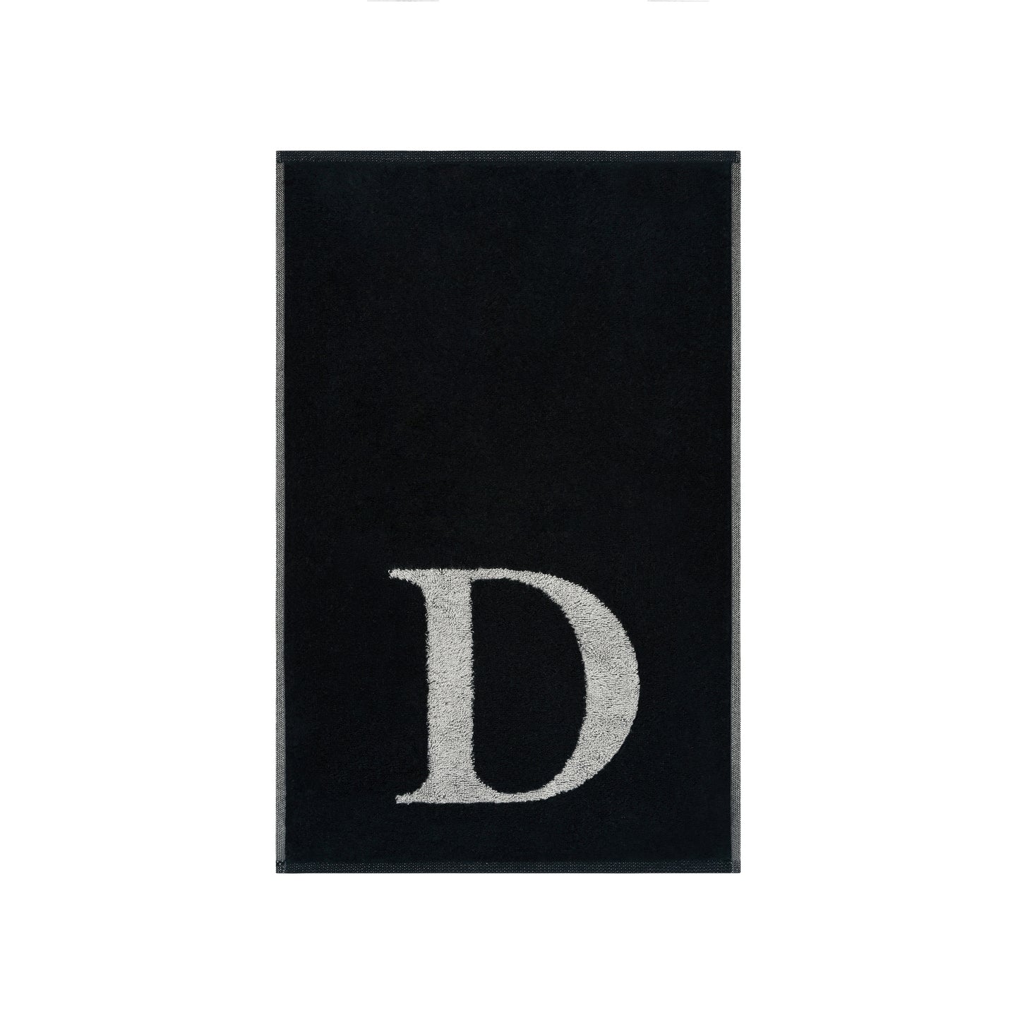 2er Set - Kleines Handtuch mit Buchstabe "D" – Silber / Schwarz