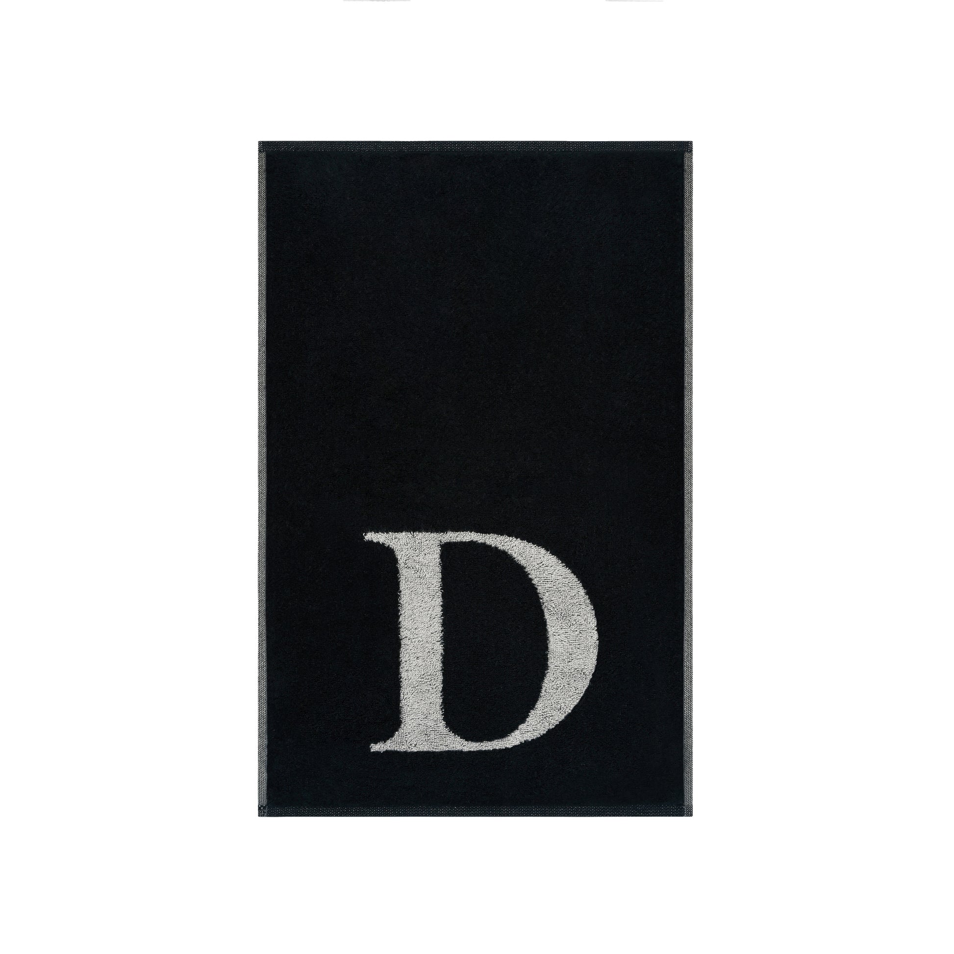 2er Set - Kleines Handtuch mit Buchstabe "D" – Silber / Schwarz