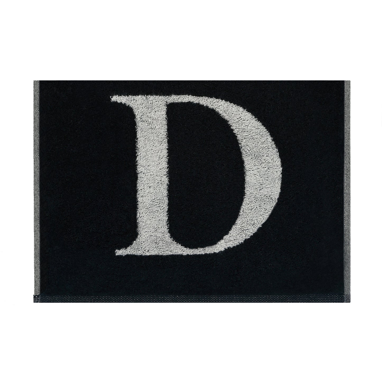 2er Set - Kleines Handtuch mit Buchstabe "D" – Silber / Schwarz