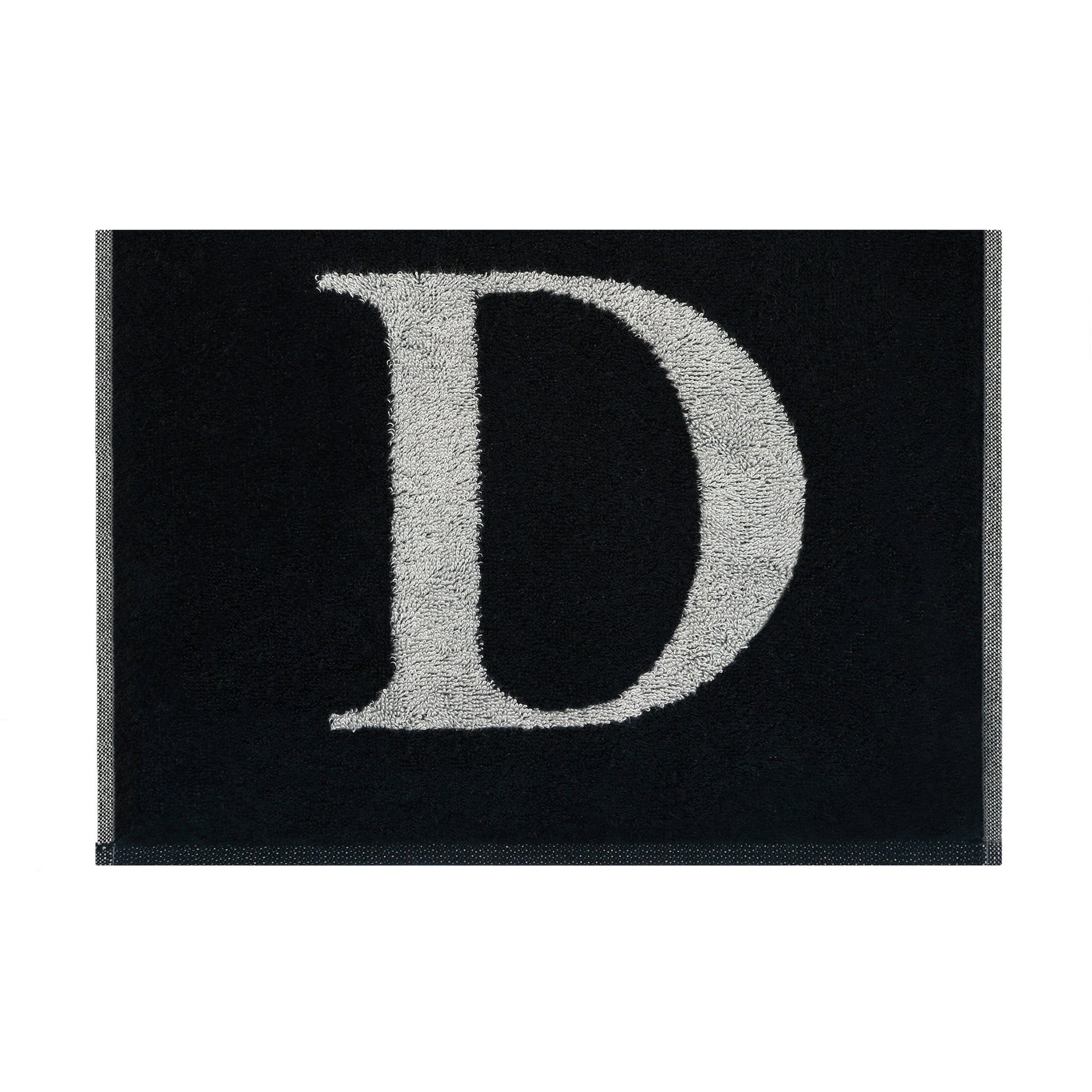 2er Set - Kleines Handtuch mit Buchstabe "D" – Silber / Schwarz