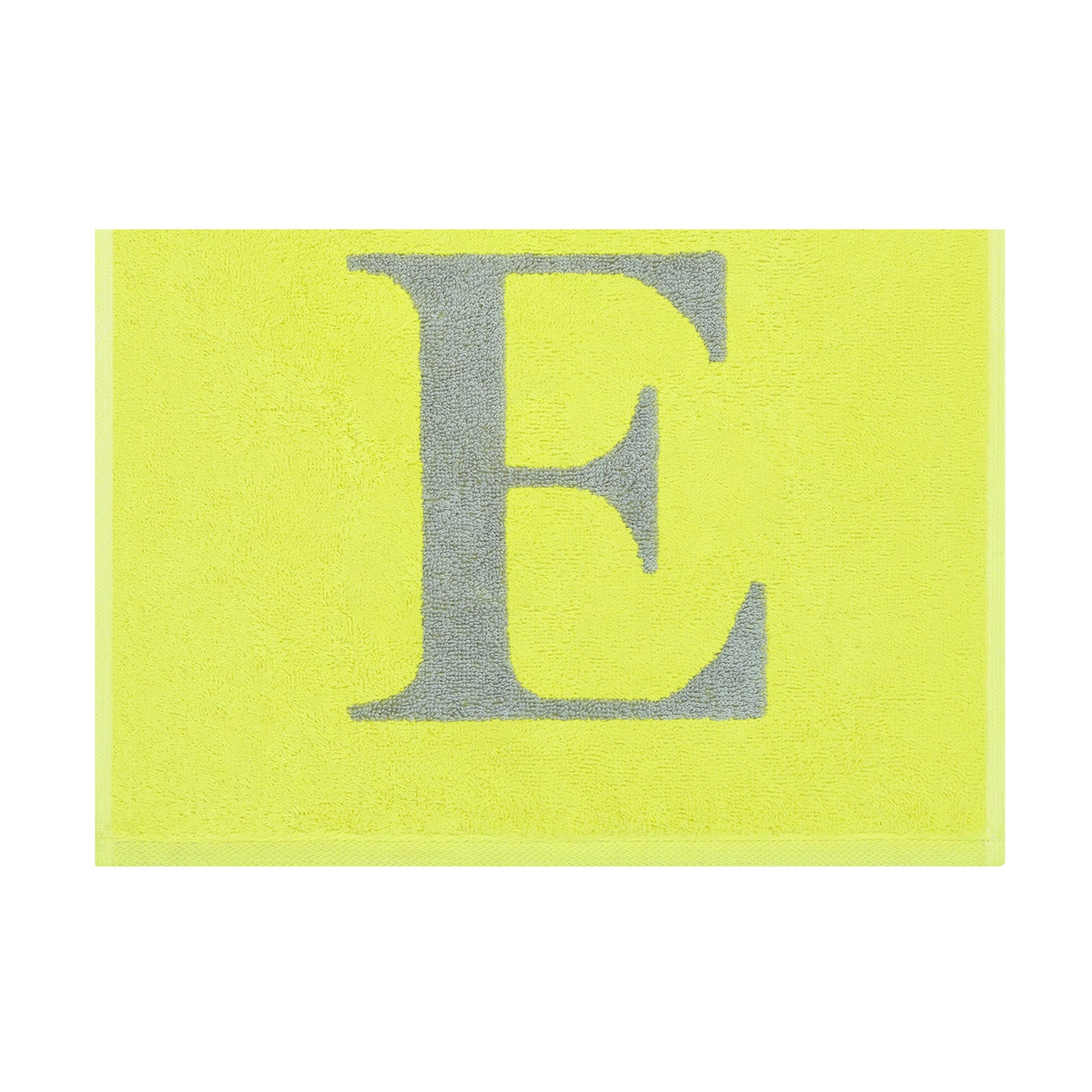 2er Set - Kleines Handtuch mit Buchstabe "E" – Silber / Lime