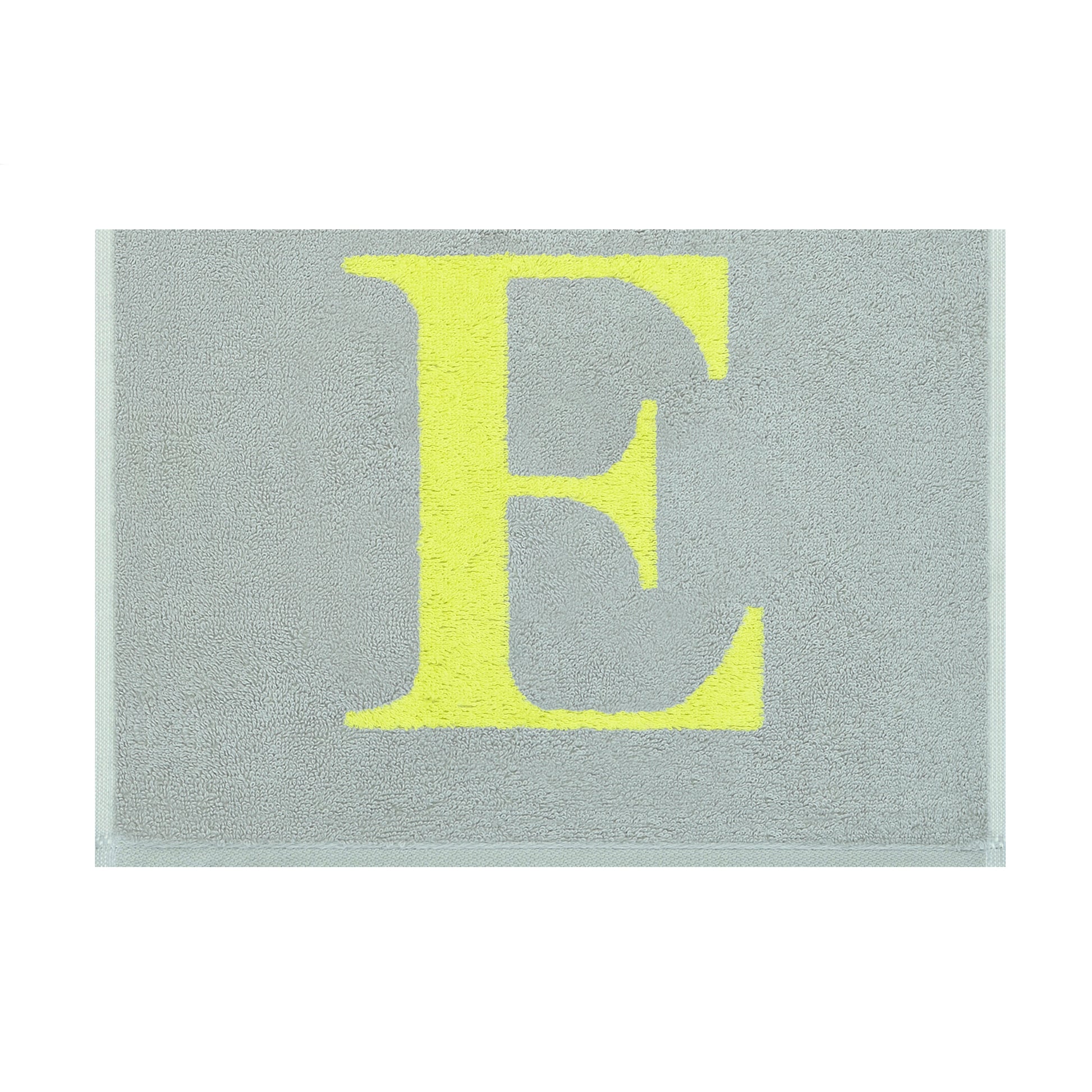 2er Set - Kleines Handtuch mit Buchstabe "E" – Silber / Lime