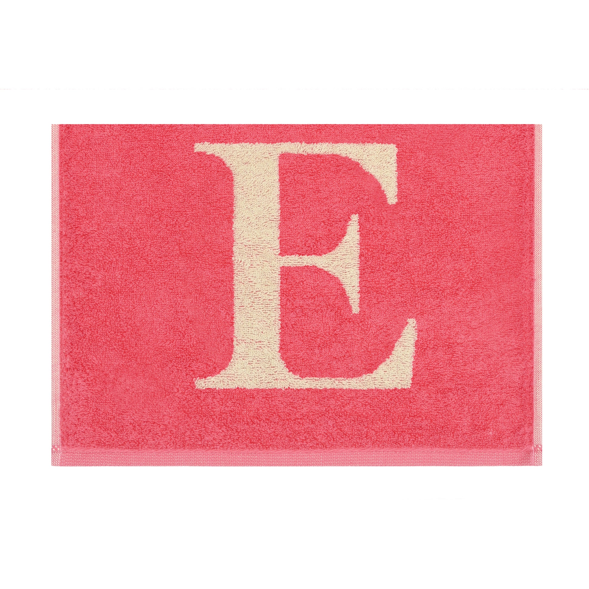 2er Set - Kleines Handtuch mit Buchstabe "E" – Natur / Pink / Orange