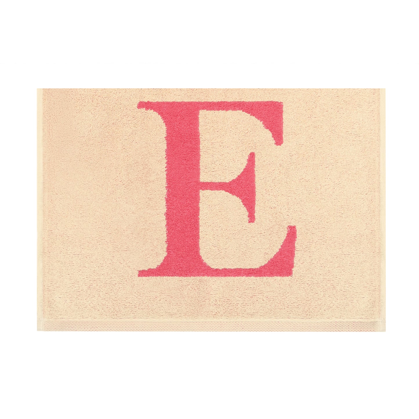 2er Set - Kleines Handtuch mit Buchstabe "E" – Natur / Pink / Orange