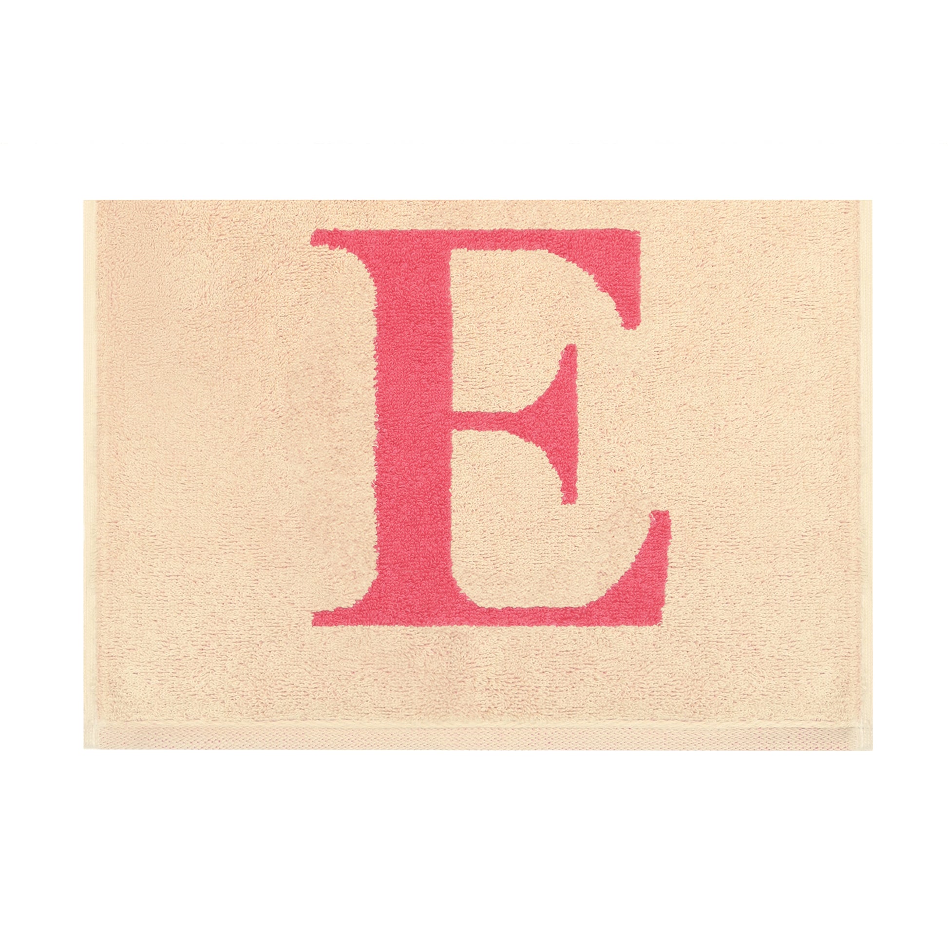 2er Set - Kleines Handtuch mit Buchstabe "E" – Natur / Pink / Orange