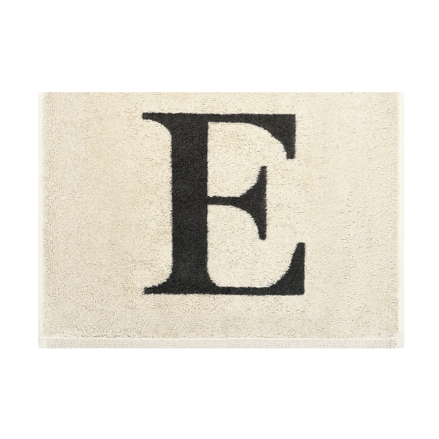 2er Set - Kleines Handtuch mit Buchstabe "E" – Natur / Dunkelgrau