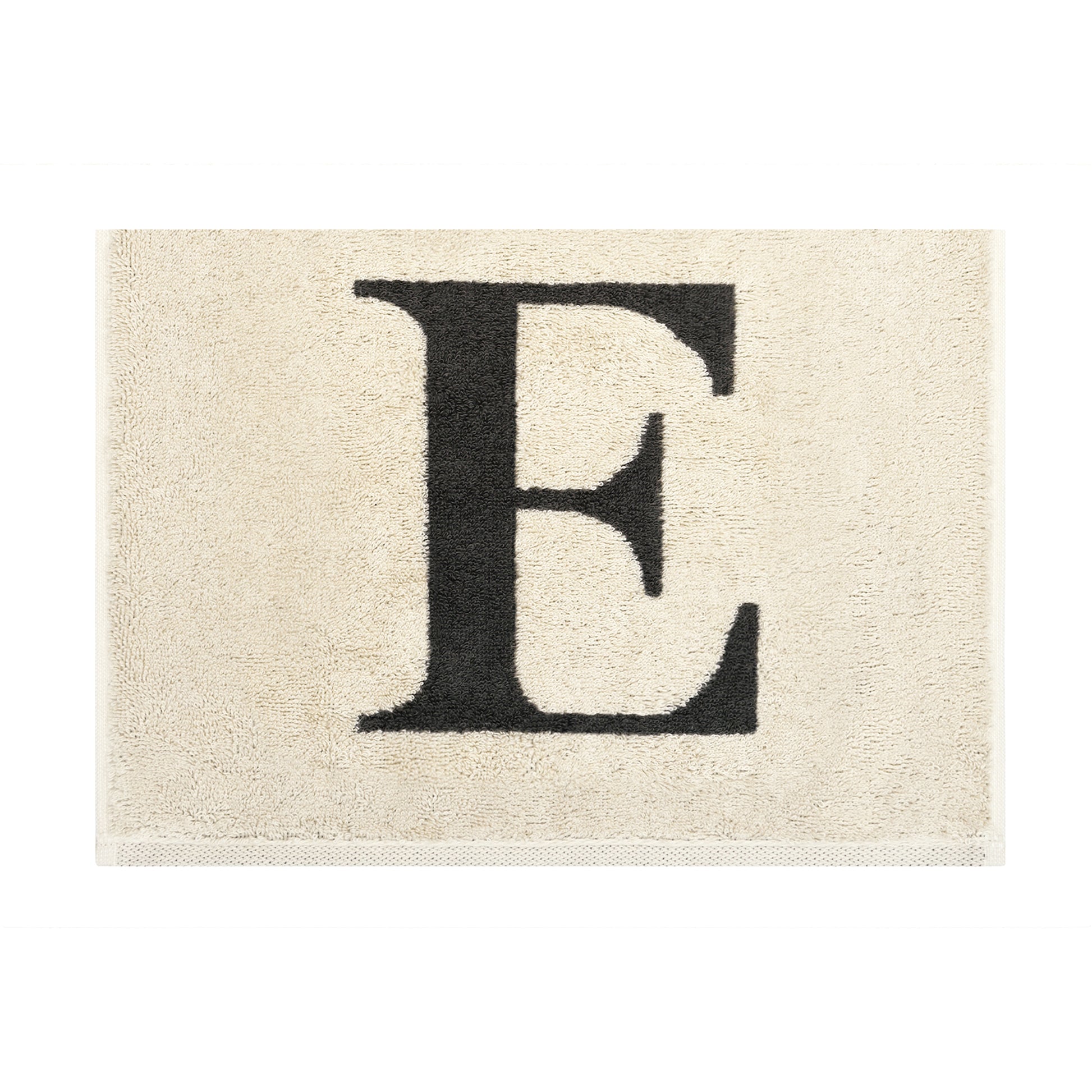 2er Set - Kleines Handtuch mit Buchstabe "E" – Natur / Dunkelgrau