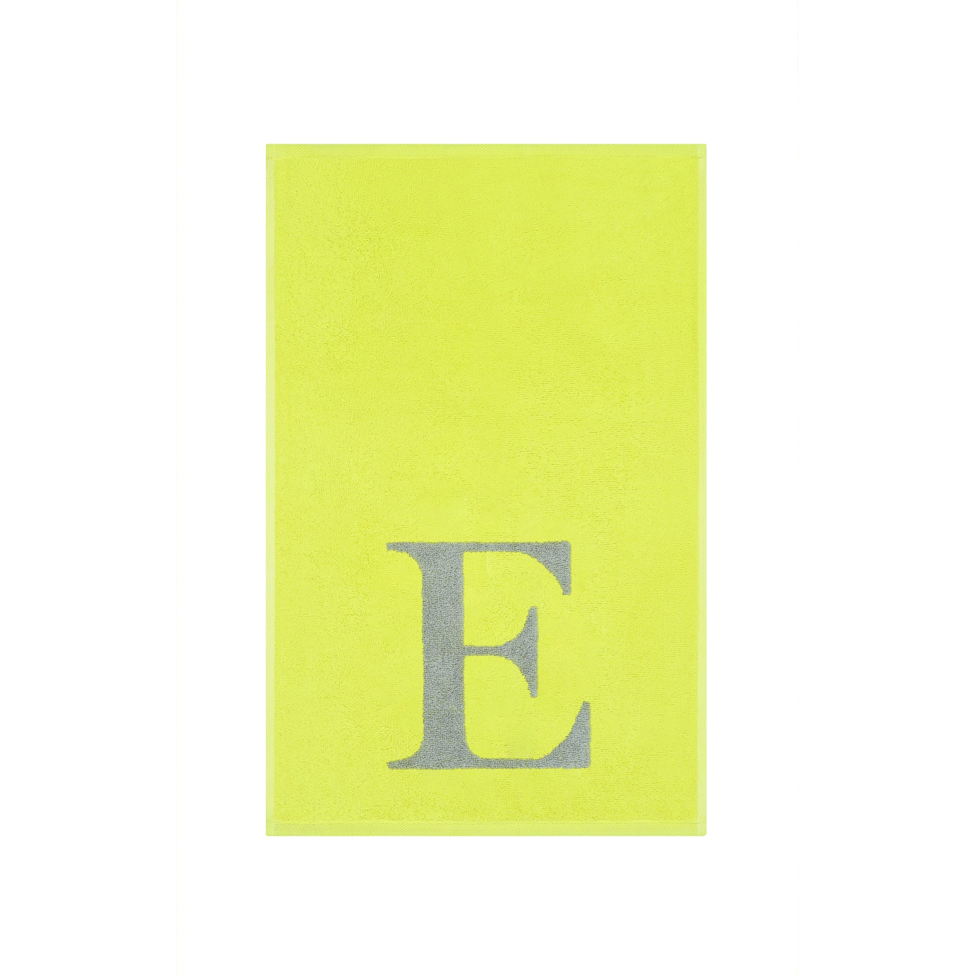 2er Set - Kleines Handtuch mit Buchstabe "E" – Silber / Lime