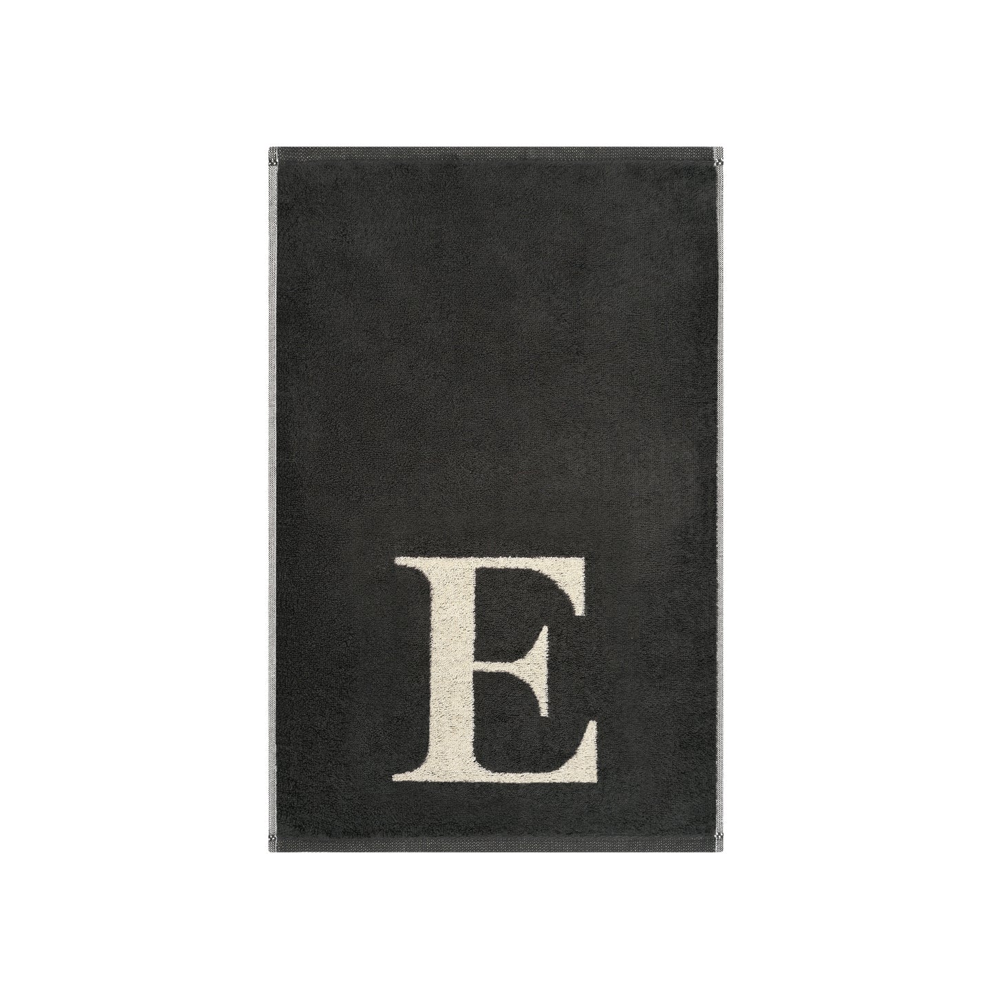 2er Set - Kleines Handtuch mit Buchstabe "E" – Natur / Dunkelgrau