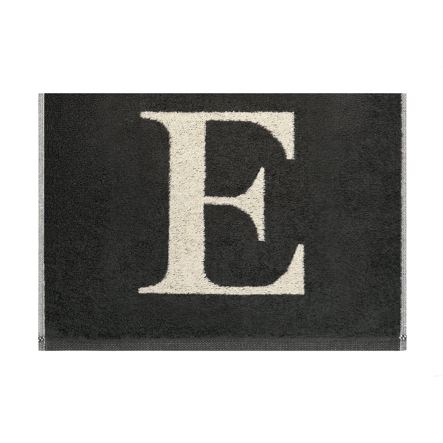 2er Set - Kleines Handtuch mit Buchstabe "E" – Natur / Dunkelgrau