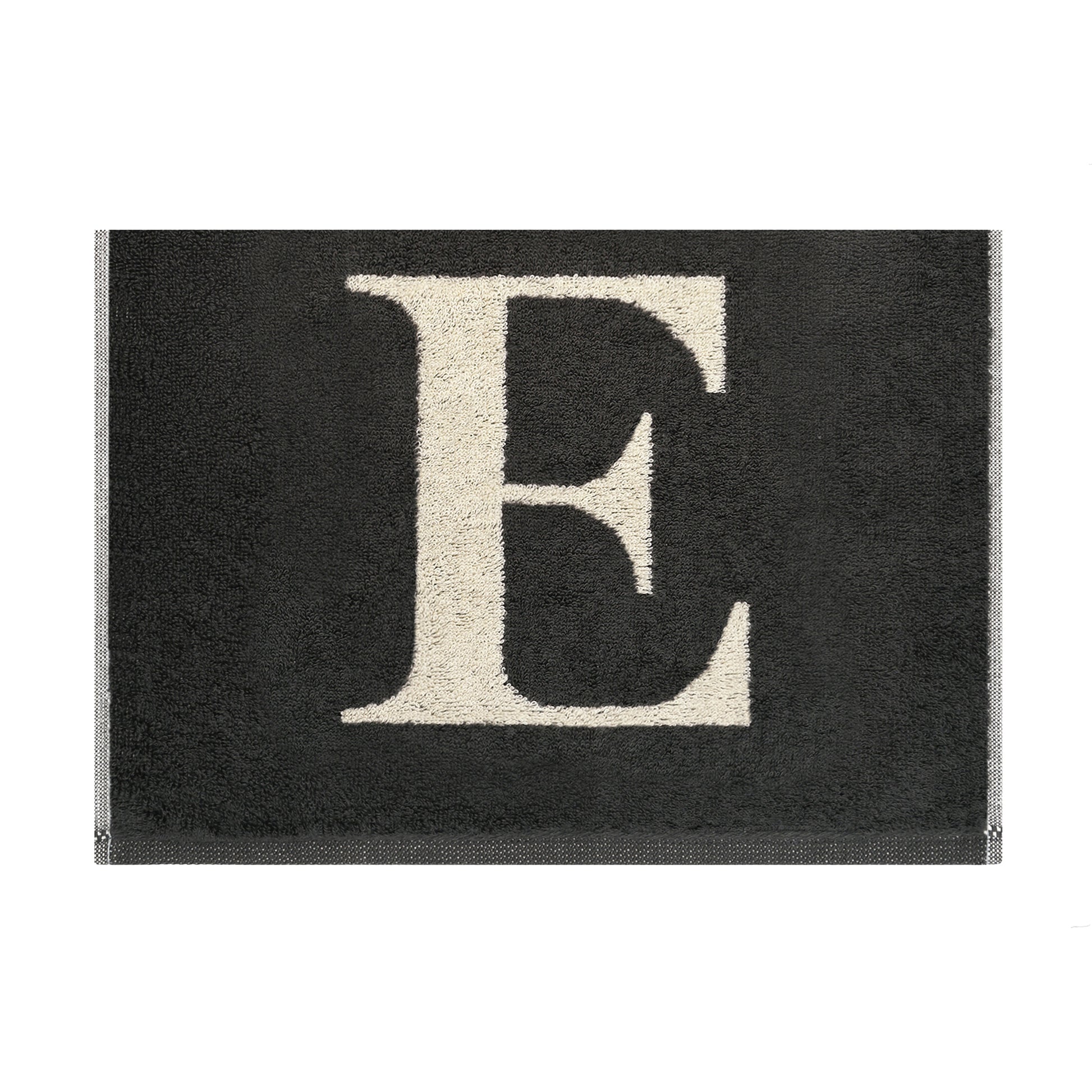 2er Set - Kleines Handtuch mit Buchstabe "E" – Natur / Dunkelgrau
