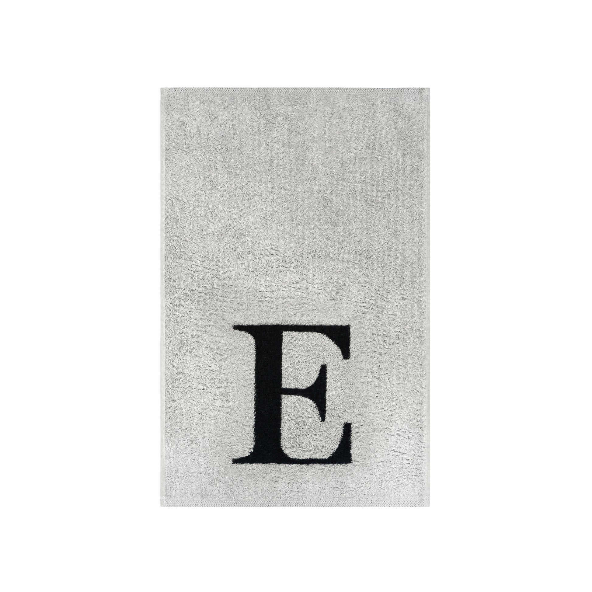 2er Set - Kleines Handtuch mit Buchstabe "E" – Silber / Schwarz
