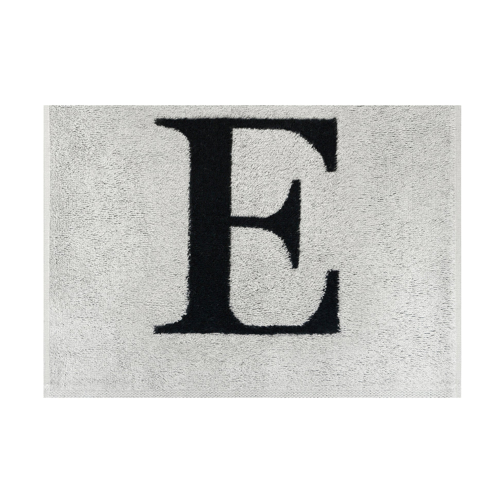 2er Set - Kleines Handtuch mit Buchstabe "E" – Silber / Schwarz