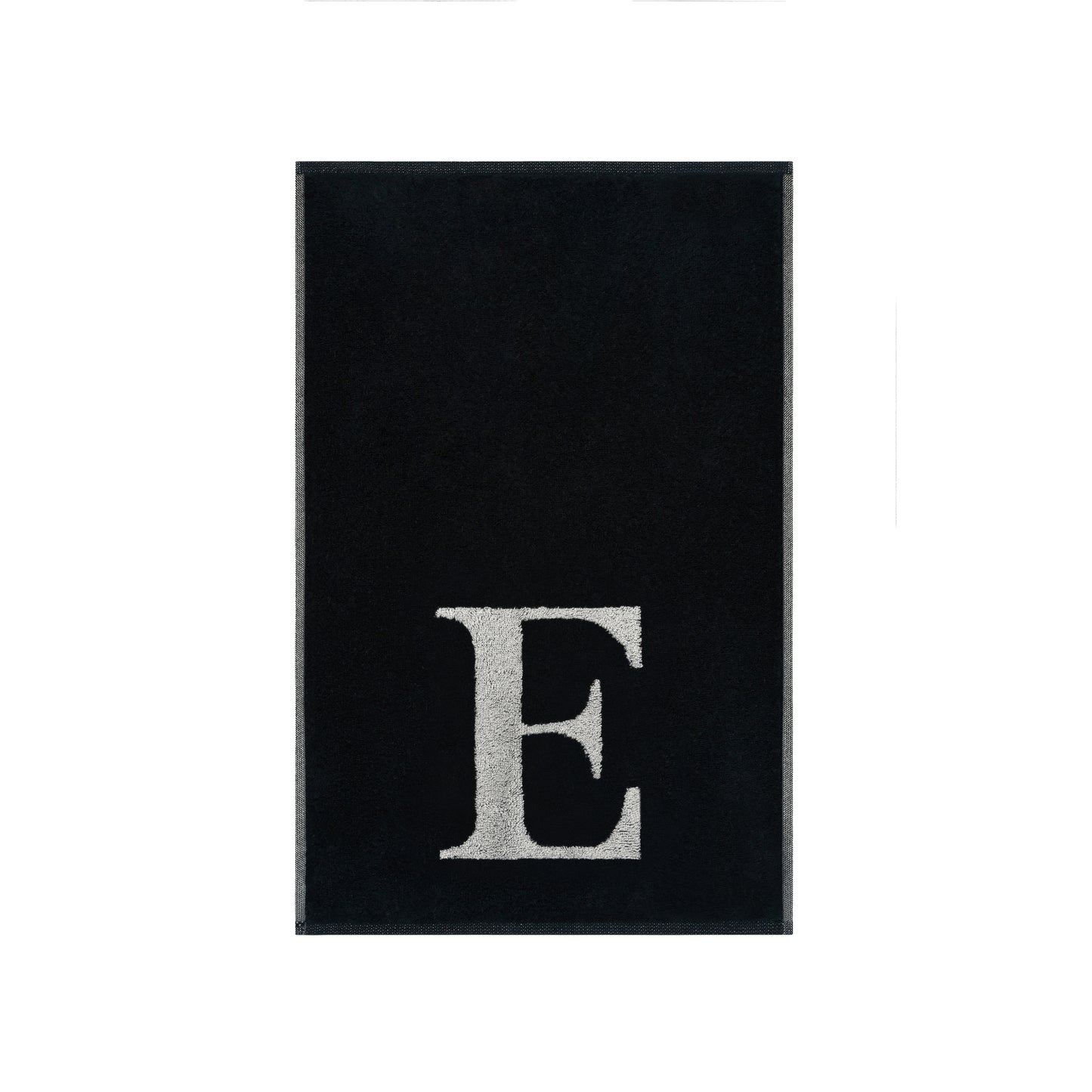 2er Set - Kleines Handtuch mit Buchstabe "E" – Silber / Schwarz