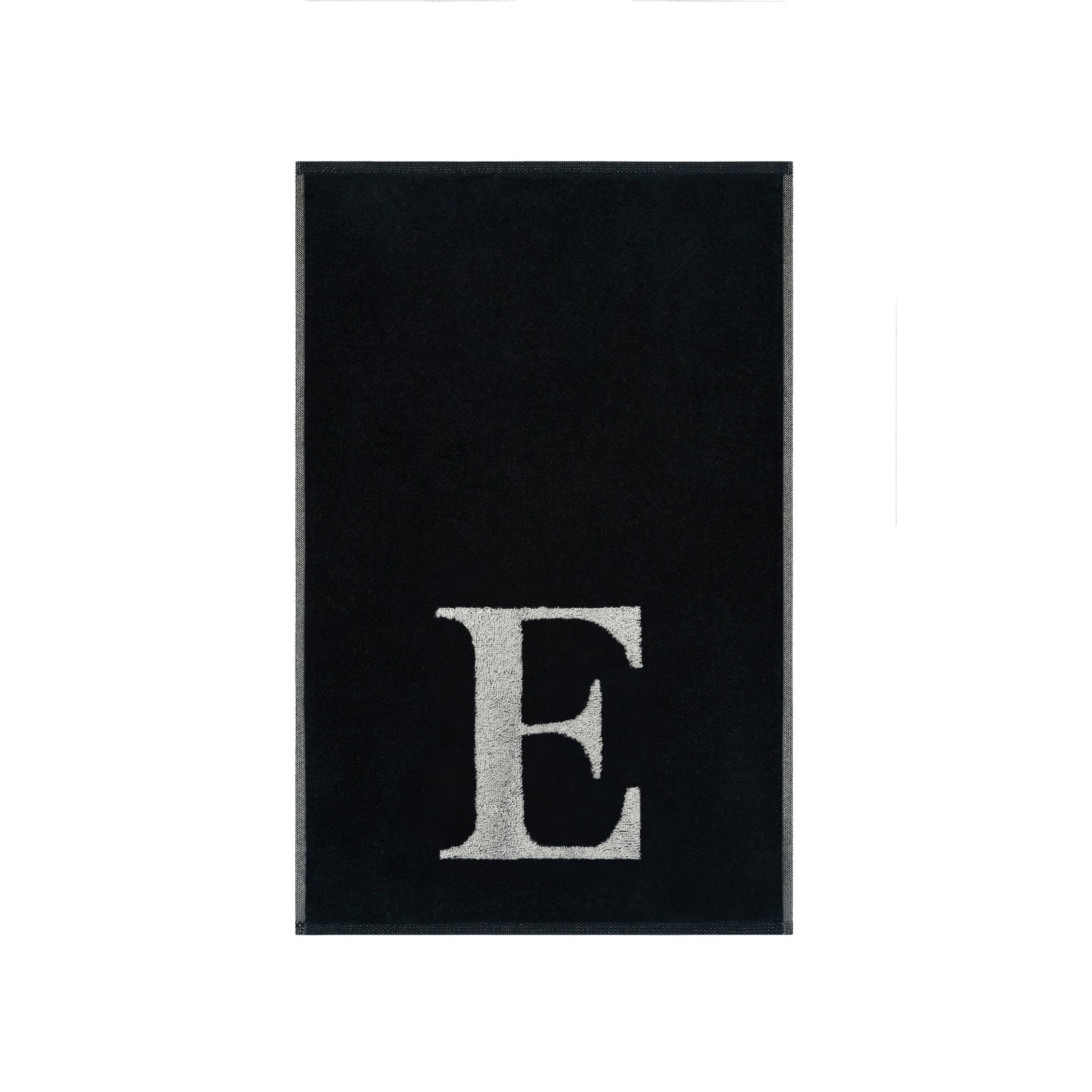 2er Set - Kleines Handtuch mit Buchstabe "E" – Silber / Schwarz