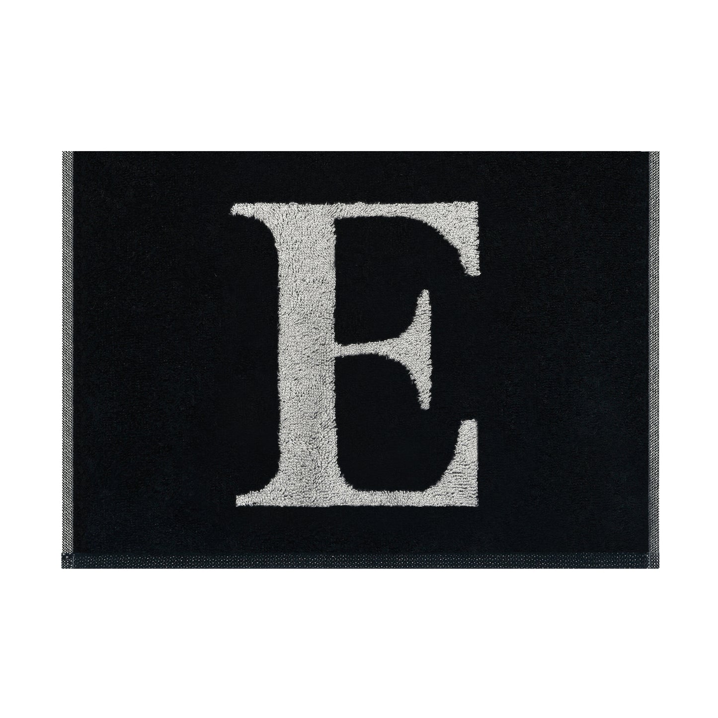 2er Set - Kleines Handtuch mit Buchstabe "E" – Silber / Schwarz