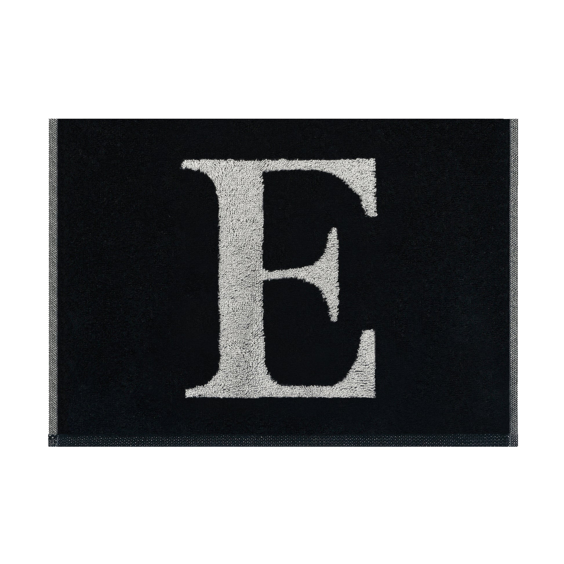2er Set - Kleines Handtuch mit Buchstabe "E" – Silber / Schwarz