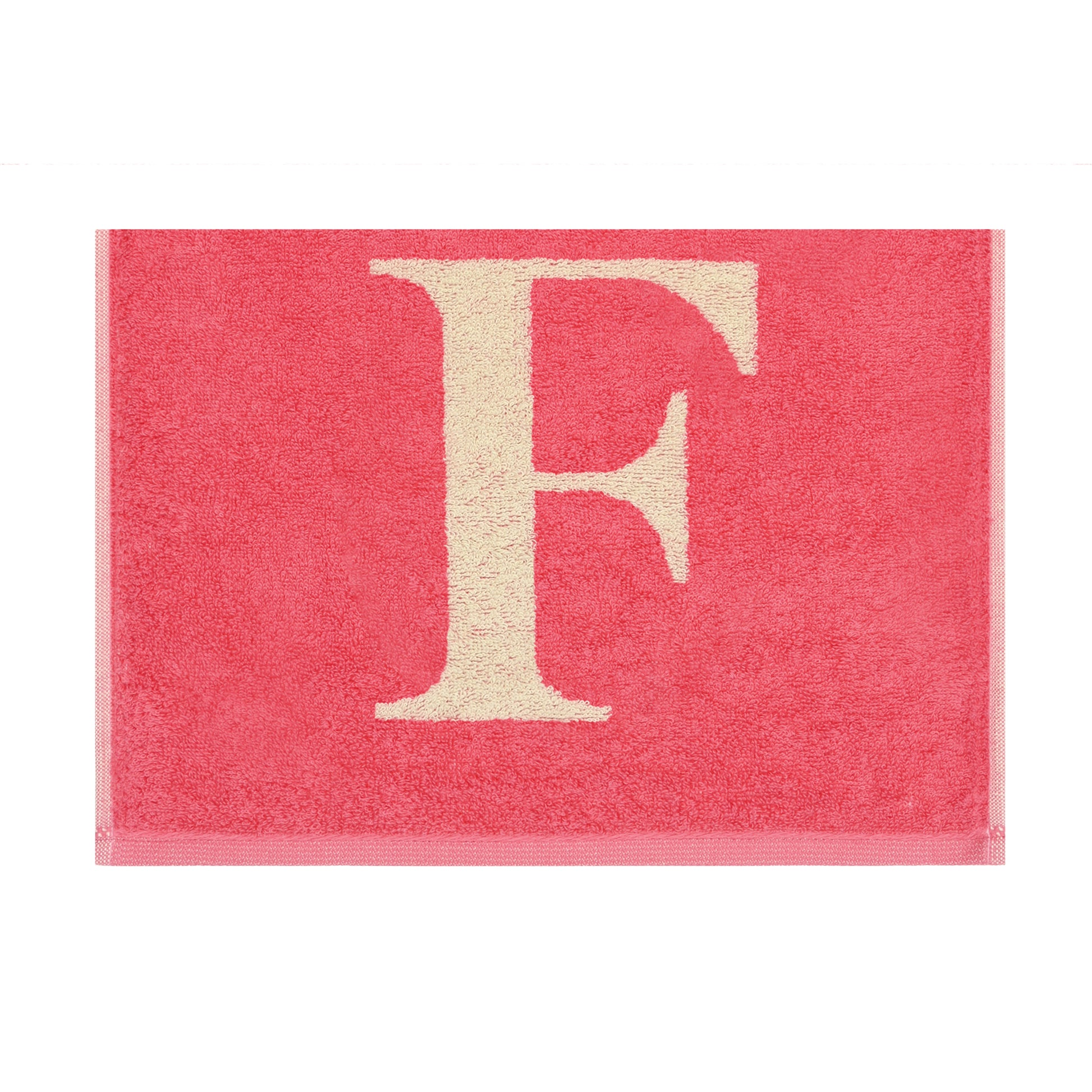 2er Set - Kleines Handtuch mit Buchstabe "F" – Natur / Pink / Orange
