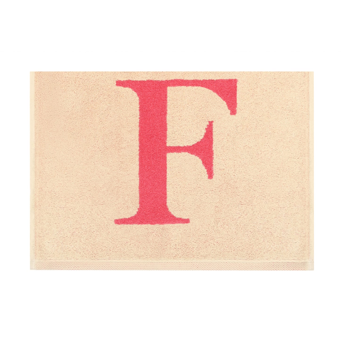 2er Set - Kleines Handtuch mit Buchstabe "F" – Natur / Pink / Orange