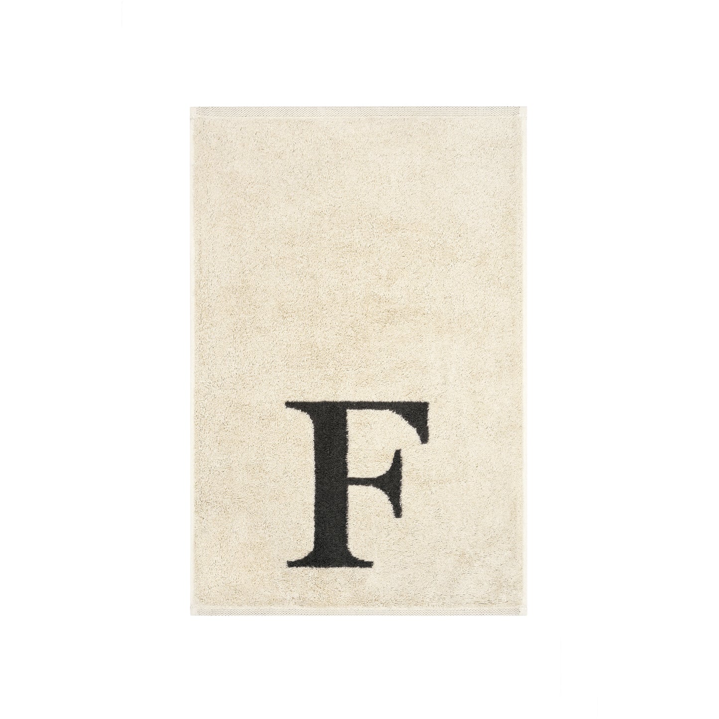 2er Set - Kleines Handtuch mit Buchstabe "F" – Natur / Dunkelgrau