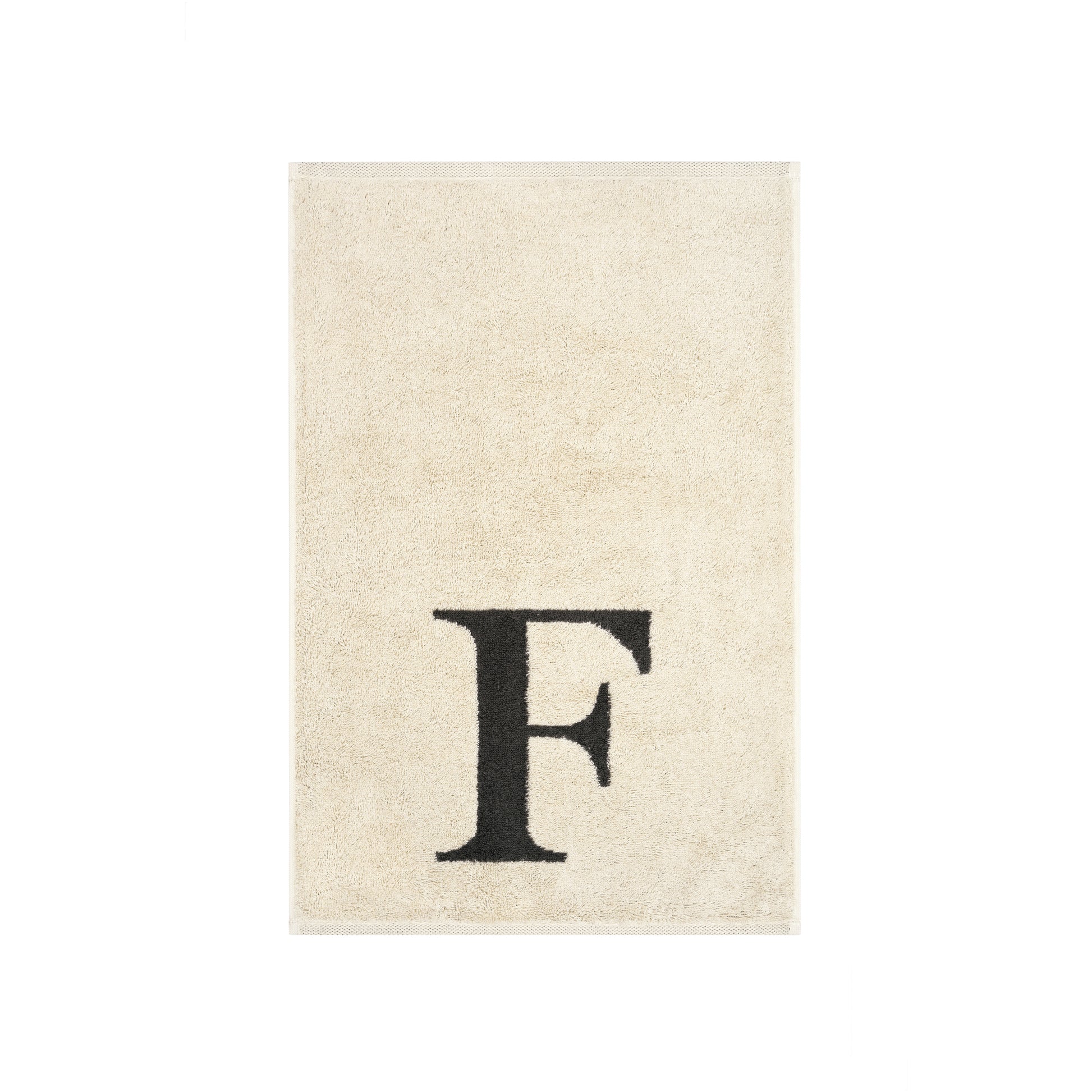 2er Set - Kleines Handtuch mit Buchstabe "F" – Natur / Dunkelgrau