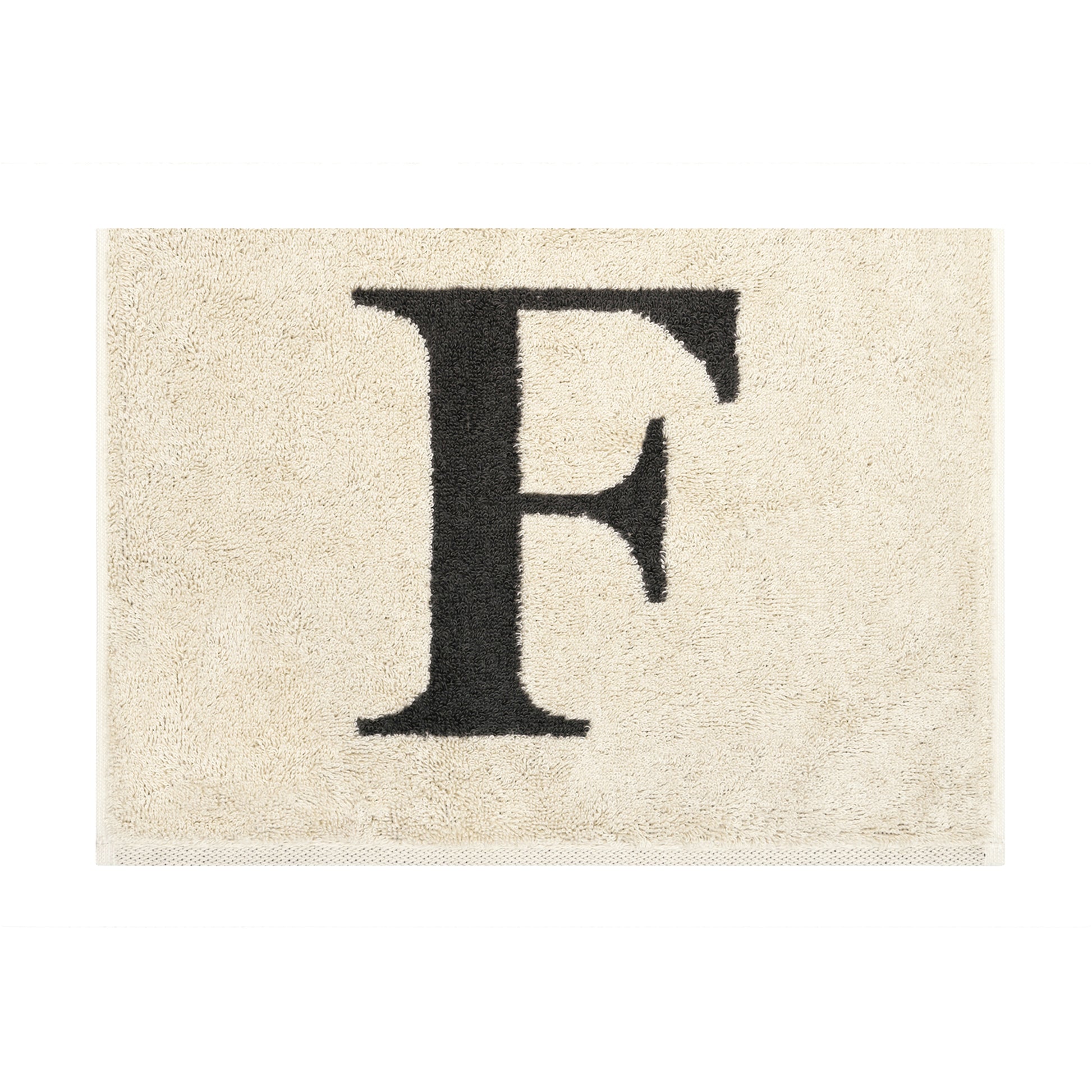 2er Set - Kleines Handtuch mit Buchstabe "F" – Natur / Dunkelgrau