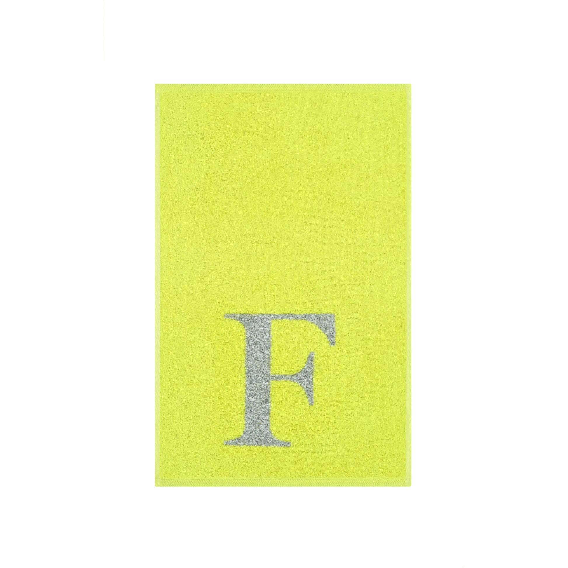 2er Set - Kleines Handtuch mit Buchstabe "F" – Silber / Lime