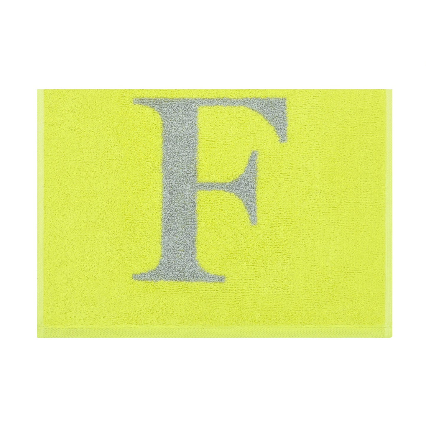 2er Set - Kleines Handtuch mit Buchstabe "F" – Silber / Lime
