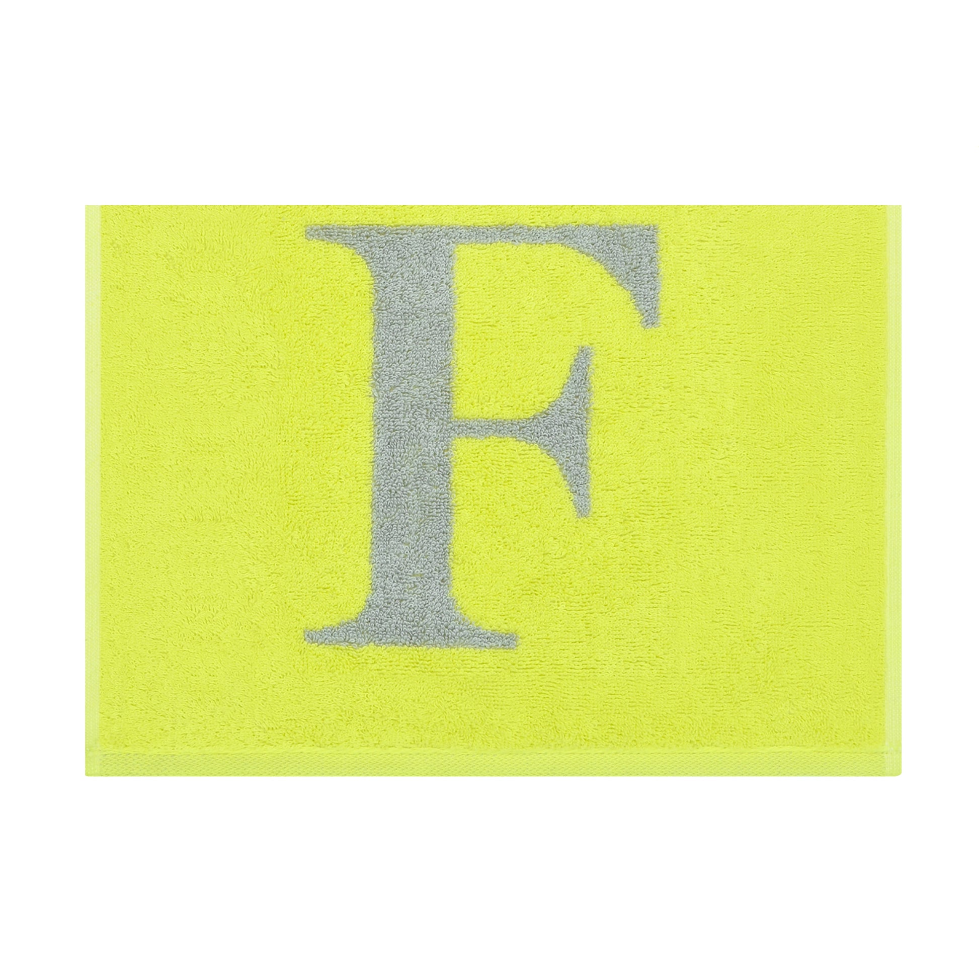 2er Set - Kleines Handtuch mit Buchstabe "F" – Silber / Lime
