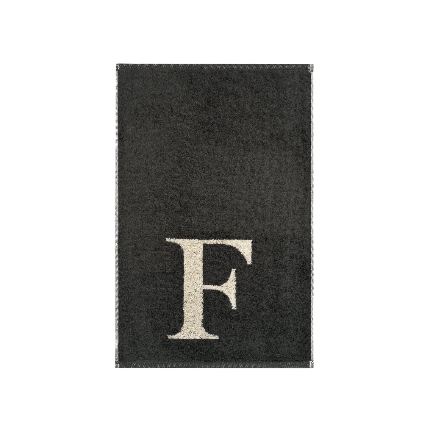2er Set - Kleines Handtuch mit Buchstabe "F" – Natur / Dunkelgrau