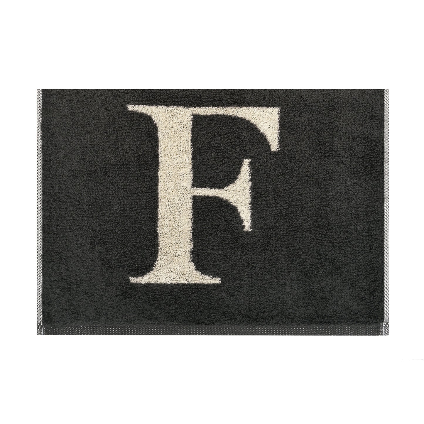 2er Set - Kleines Handtuch mit Buchstabe "F" – Natur / Dunkelgrau