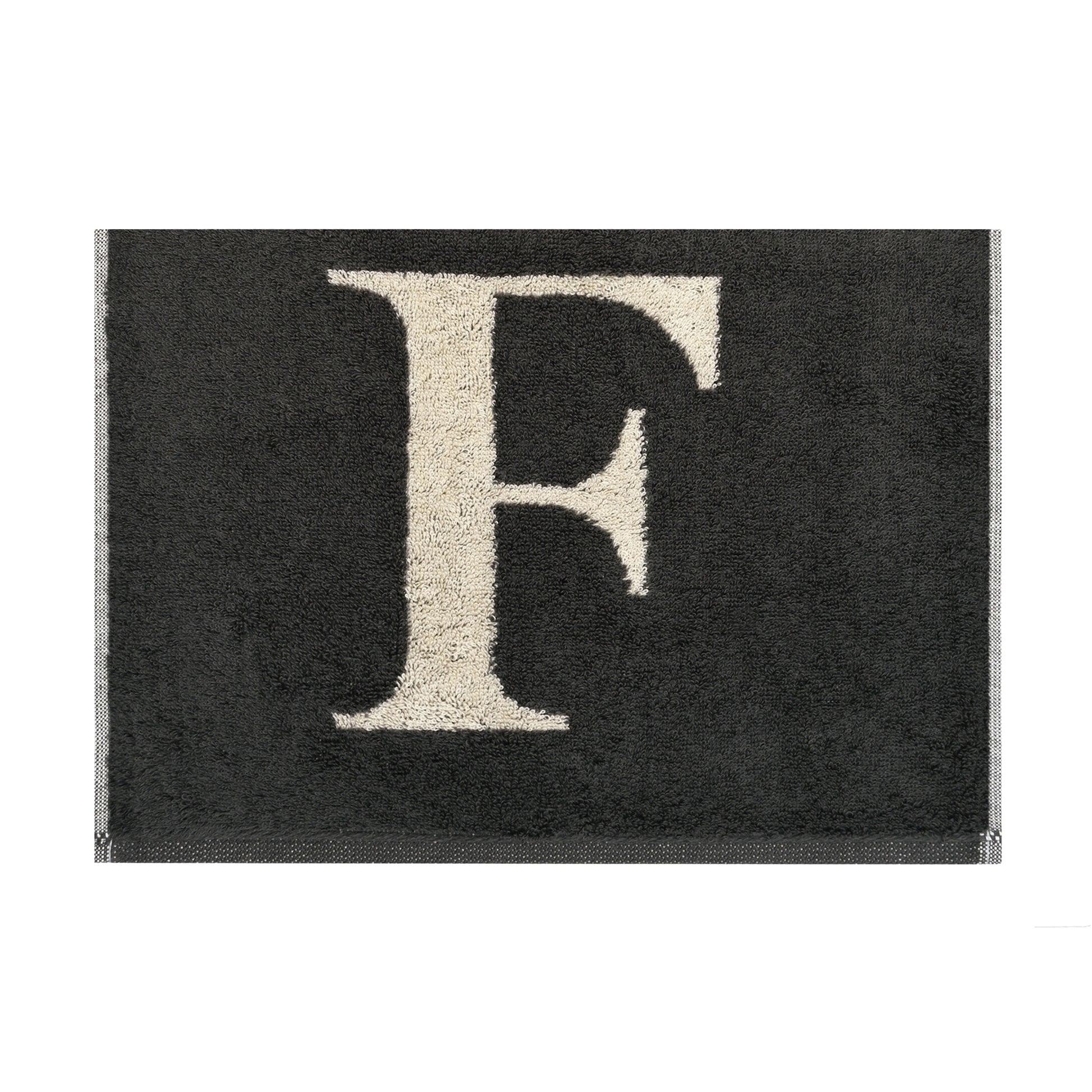 2er Set - Kleines Handtuch mit Buchstabe "F" – Natur / Dunkelgrau
